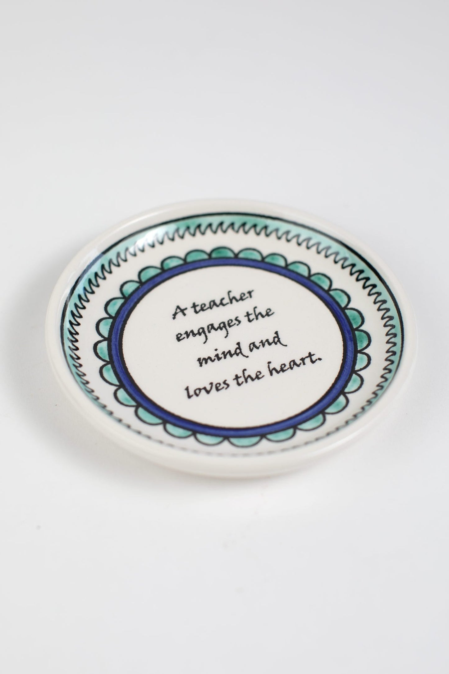 Dish Teacher quote M/2 ceramic 5D green/white/blue