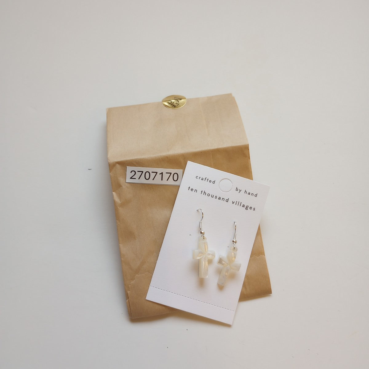 Earrings cross MOP 1.5L white/silver