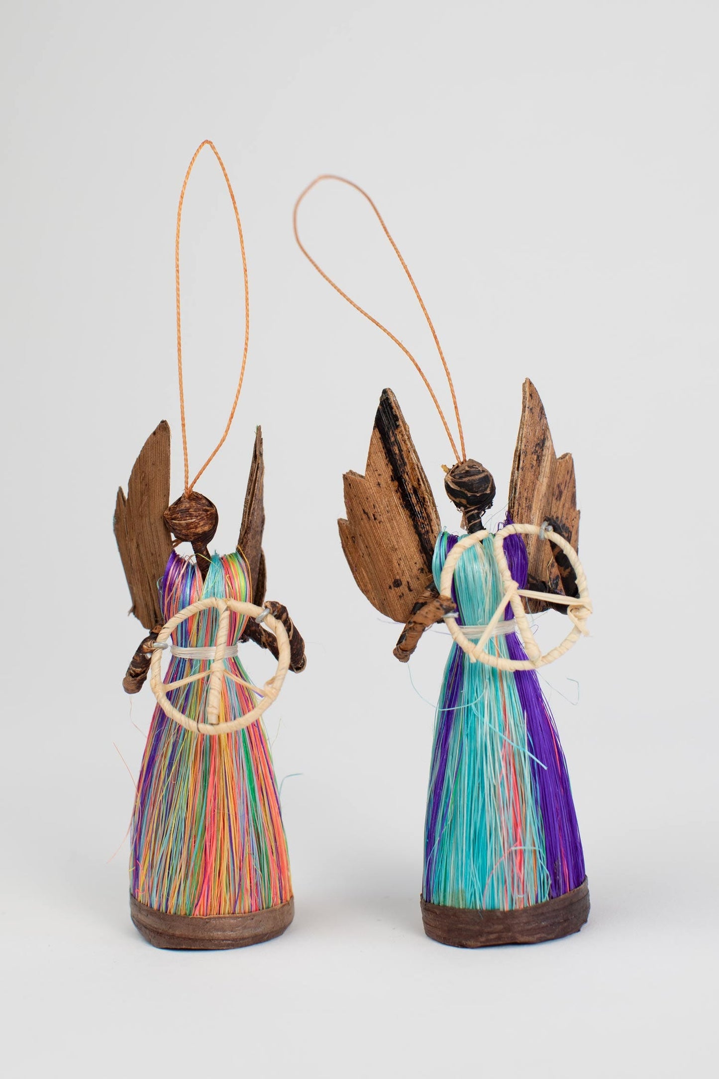 Ornament angel/peace sign M/3 b-fiber 4H nat/multi