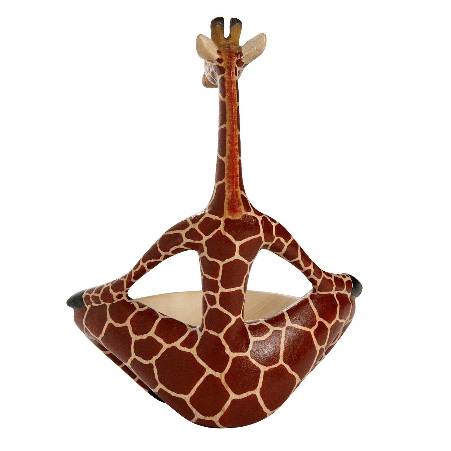 Giraffe w/bowl wood 6H nat/blk