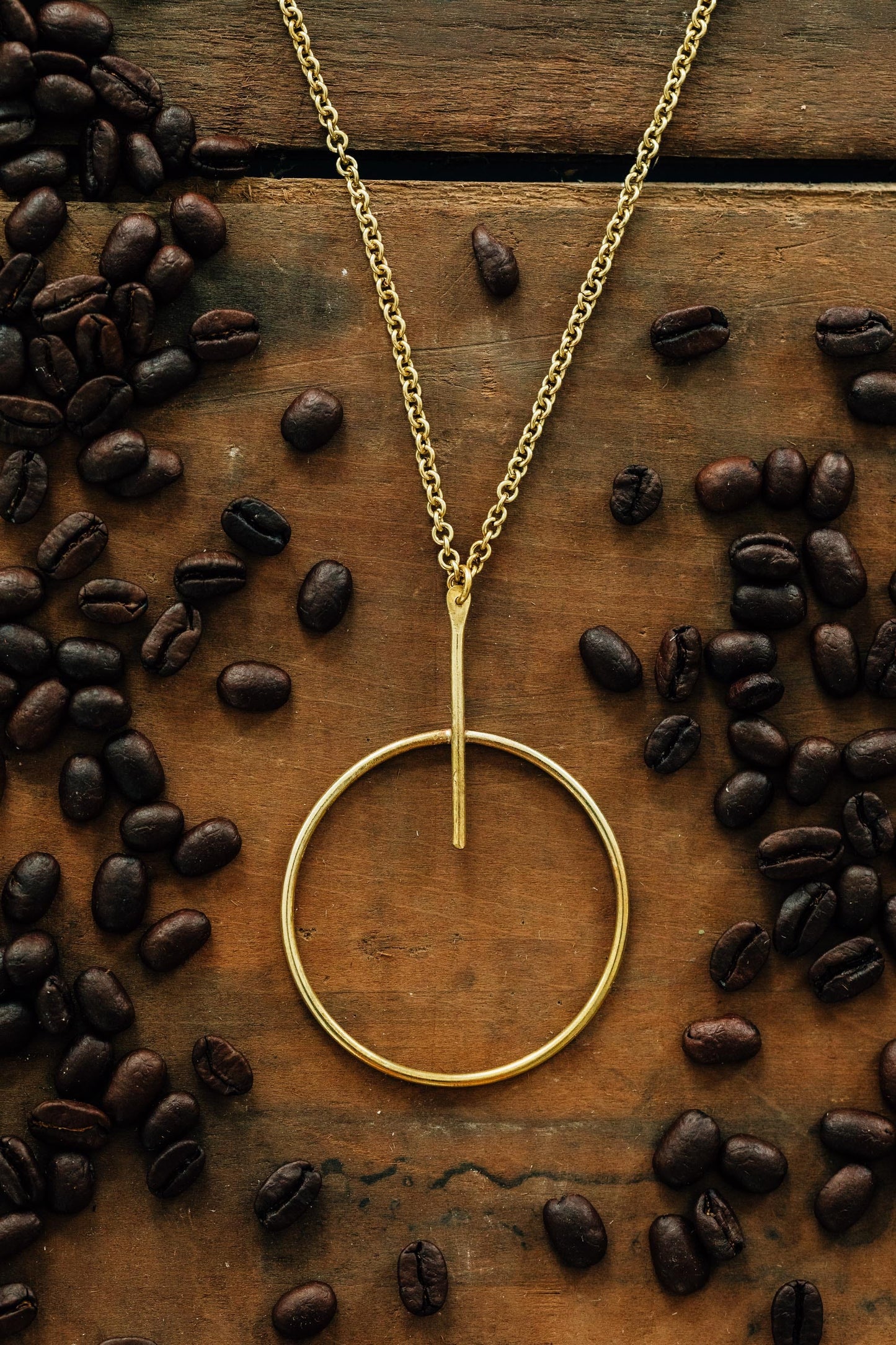 Necklace circle/bar pend metal 2.5D/32L brass