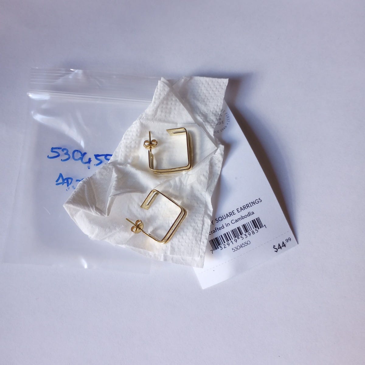 Earrings post square hoop bombshell .75sq brass