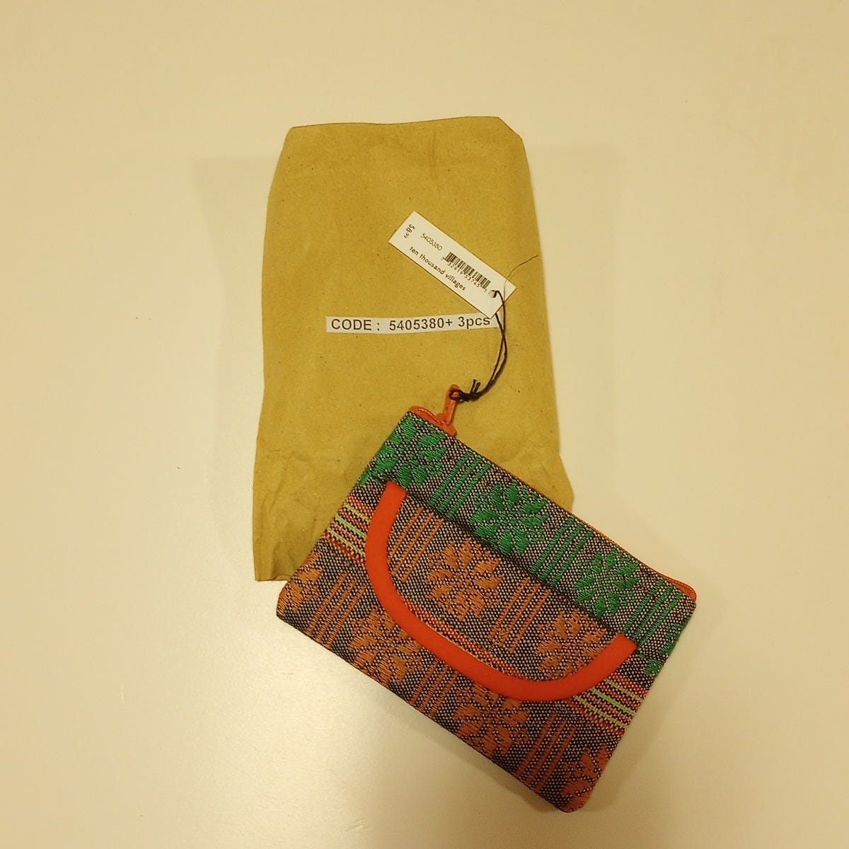 Coin purse jacquard M/3 Polyester 5x3.5 grn/orng