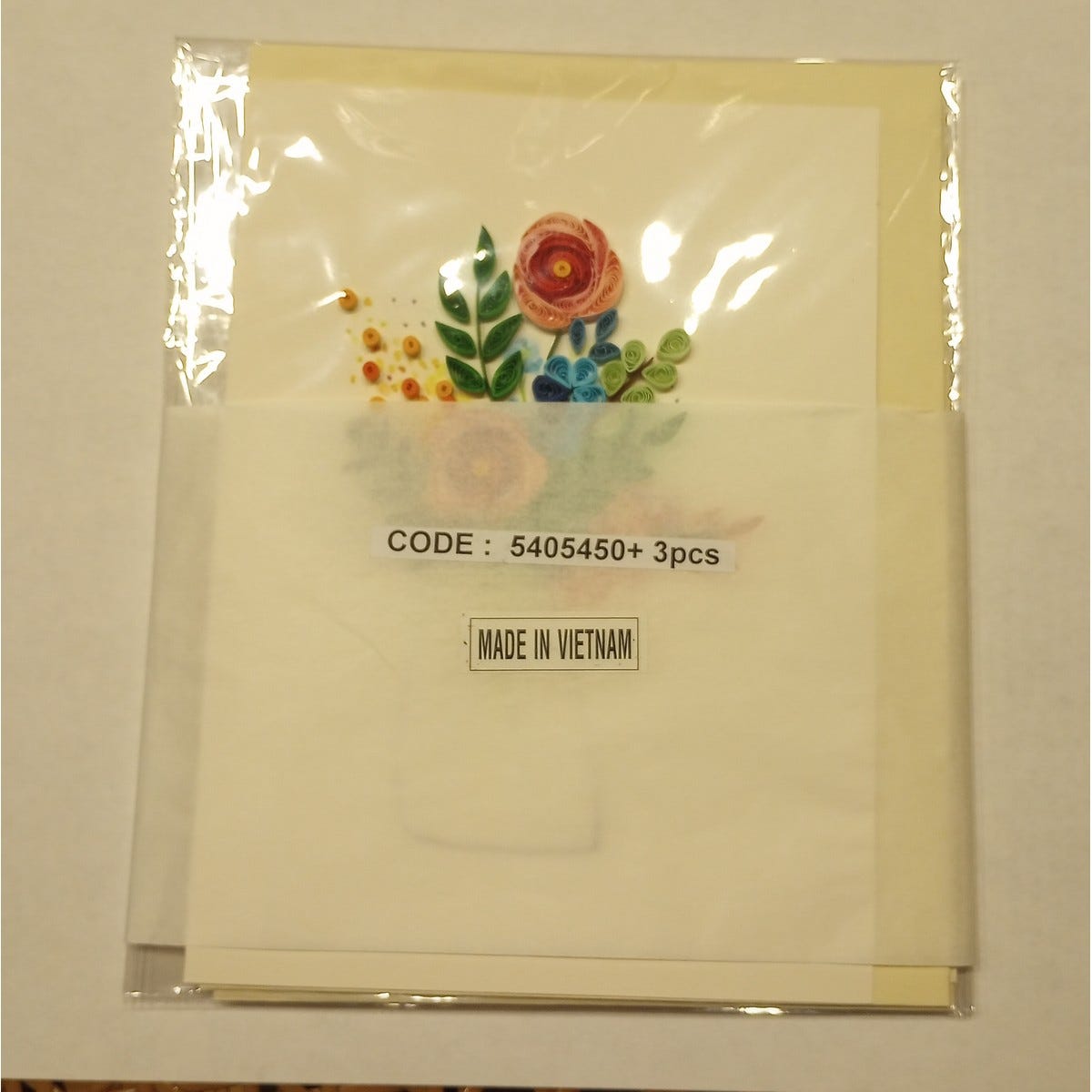 Card sweet bouquet/vase M/3 quilled ppr 5x7 multi