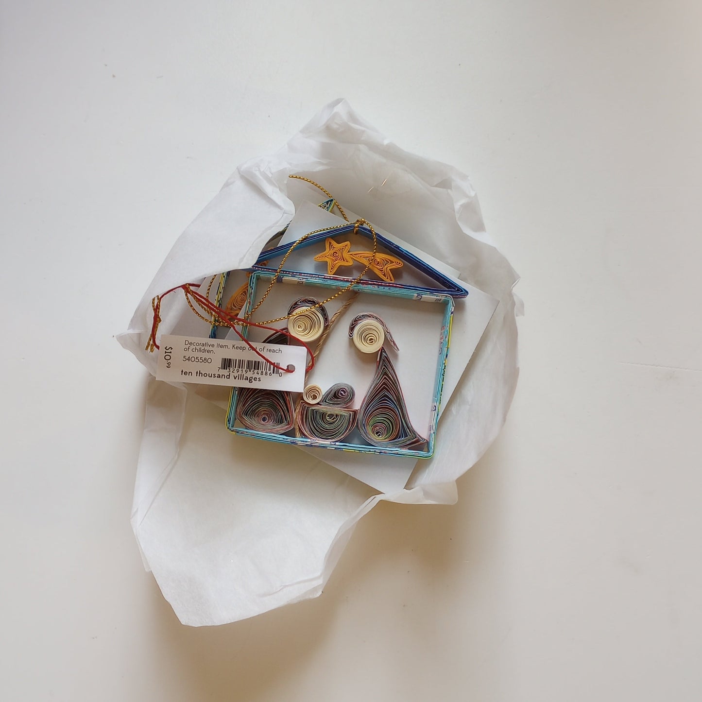 Ornament nativity M/3 quilled paper 3H yel/asst