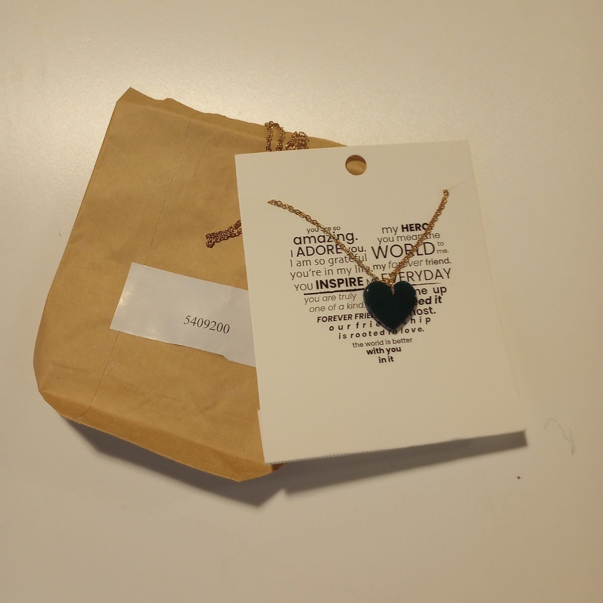 Necklace heart pend encouraging words horn 17L blu