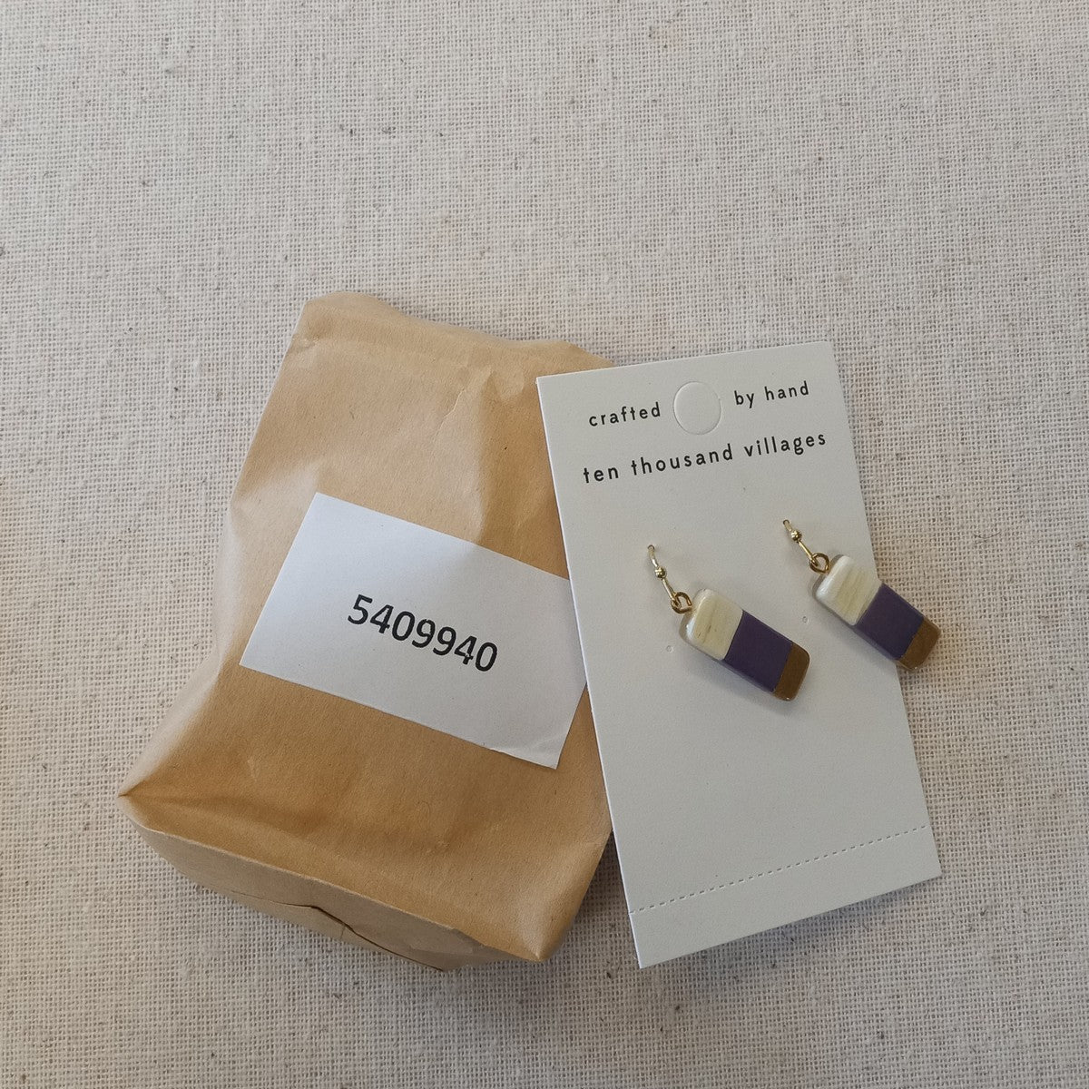 Earrings drop rec paint horn/stl 1.5L prpl/gld/wht