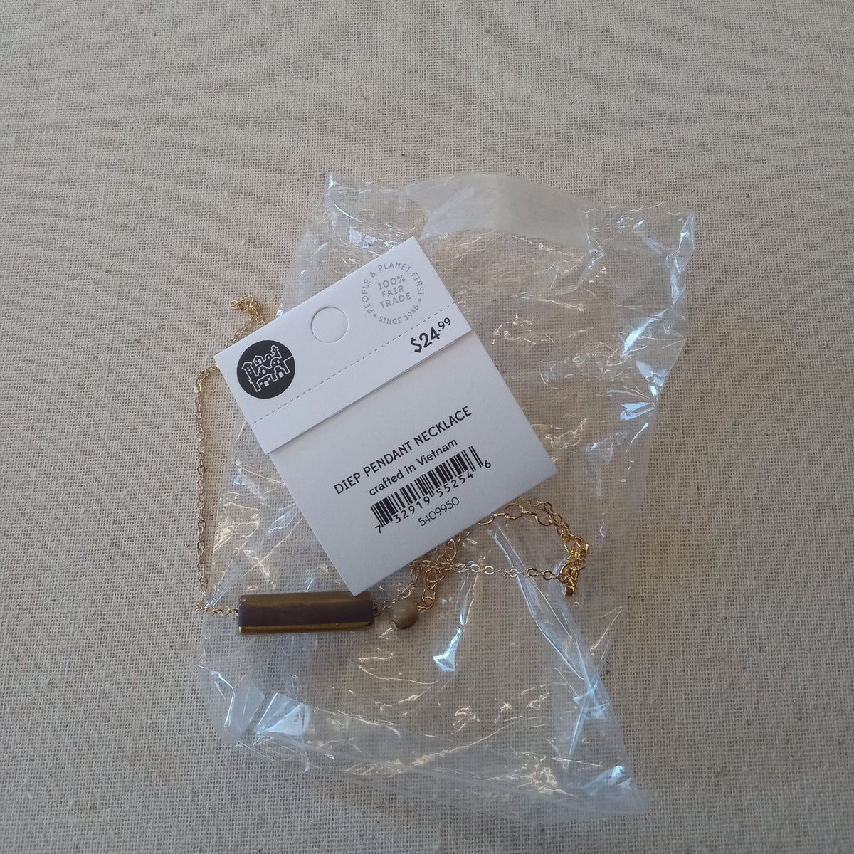 Necklace dainty rec paint horn/18K gld prpl/gld/wh