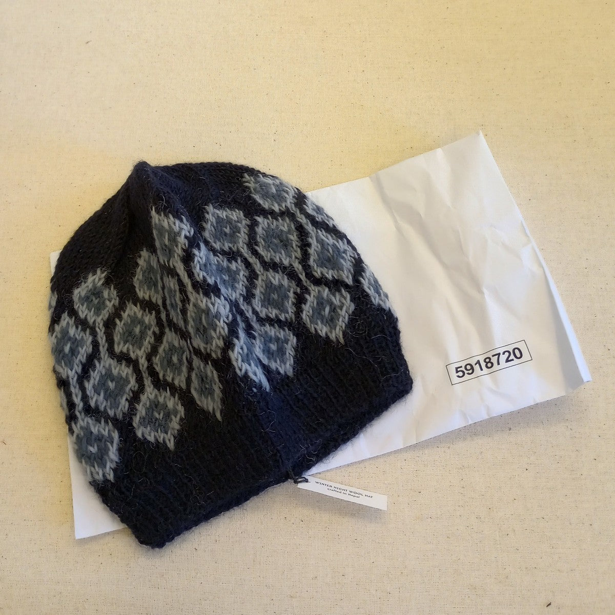 Hat joined diamonds wool 8.5L navy/lt blue