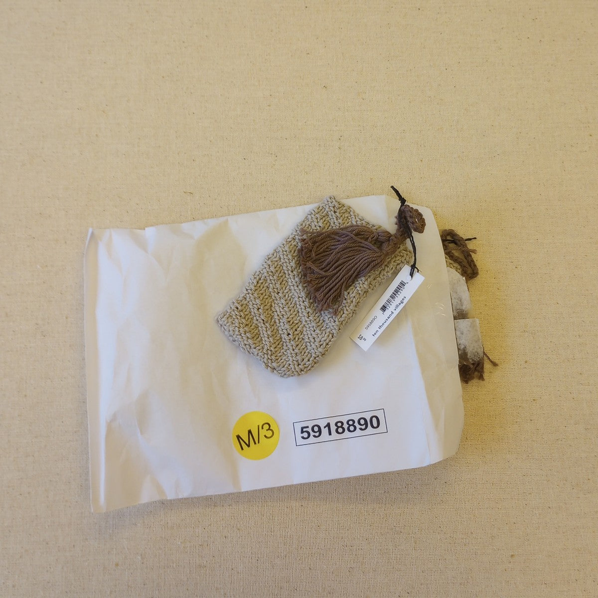 Finger mitt w/tassel M/3 cotton 4x2.5 gry/brn