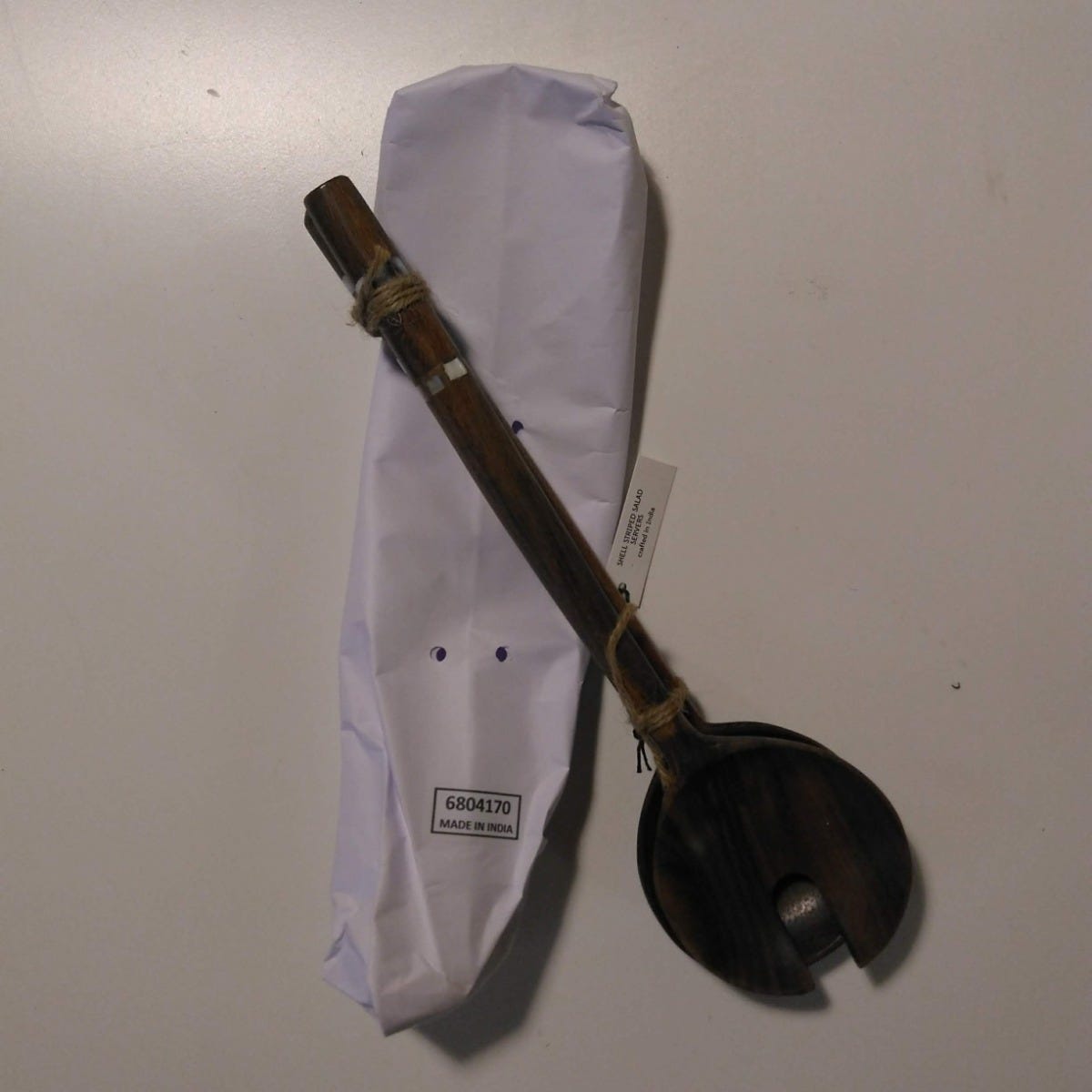 Servers spoon/fork inlay handle wood/shell 12L nat