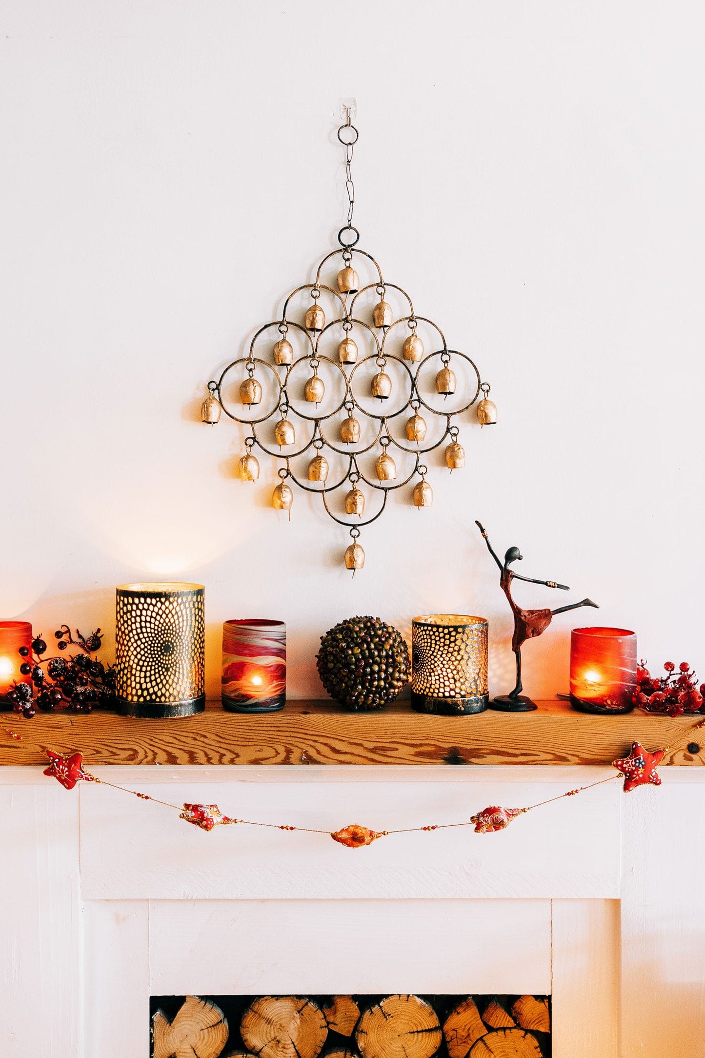 Candleholder cut out mandala metal 3.5Dx4.5H br