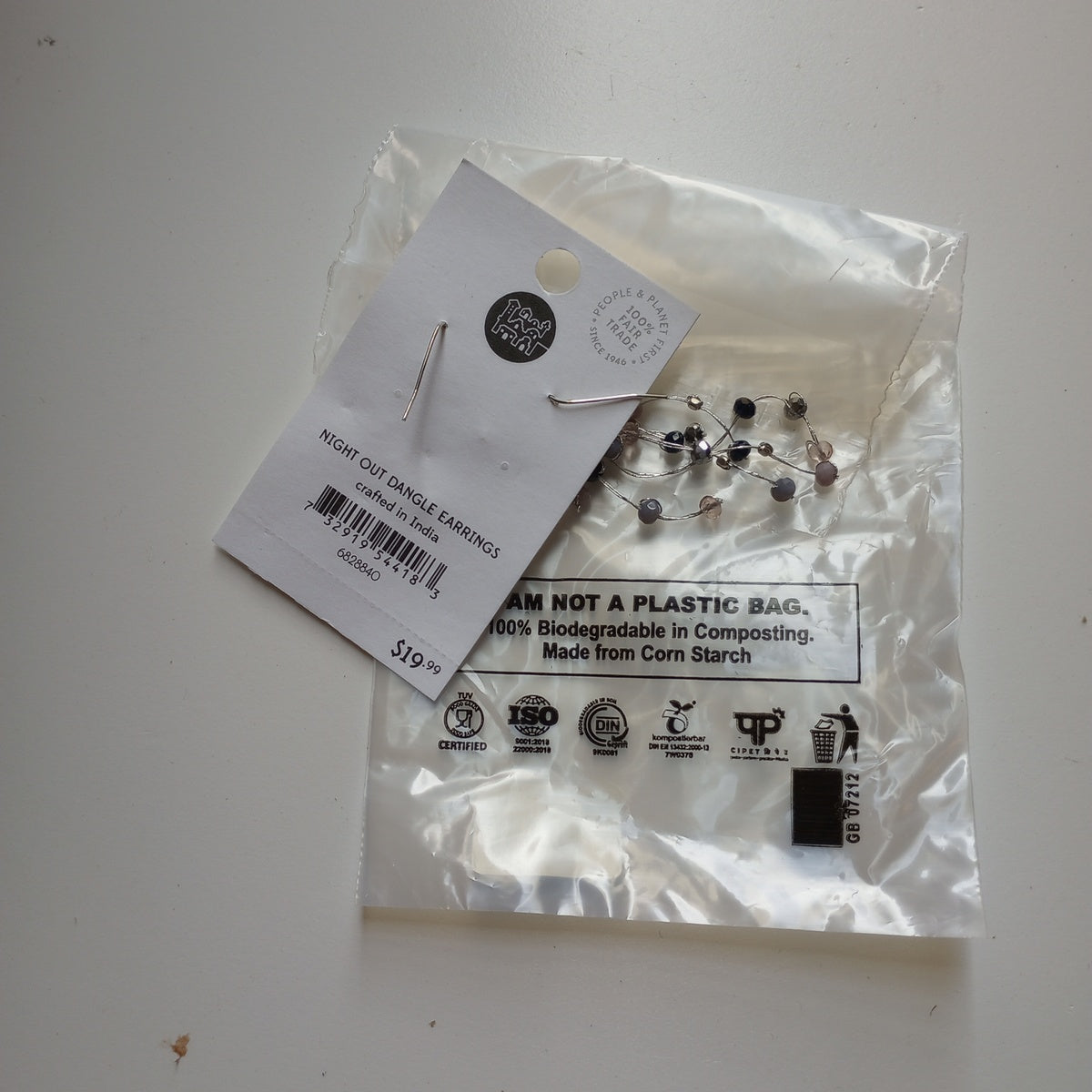 Earrings airy fringes thread/glass 3L silv/prpl