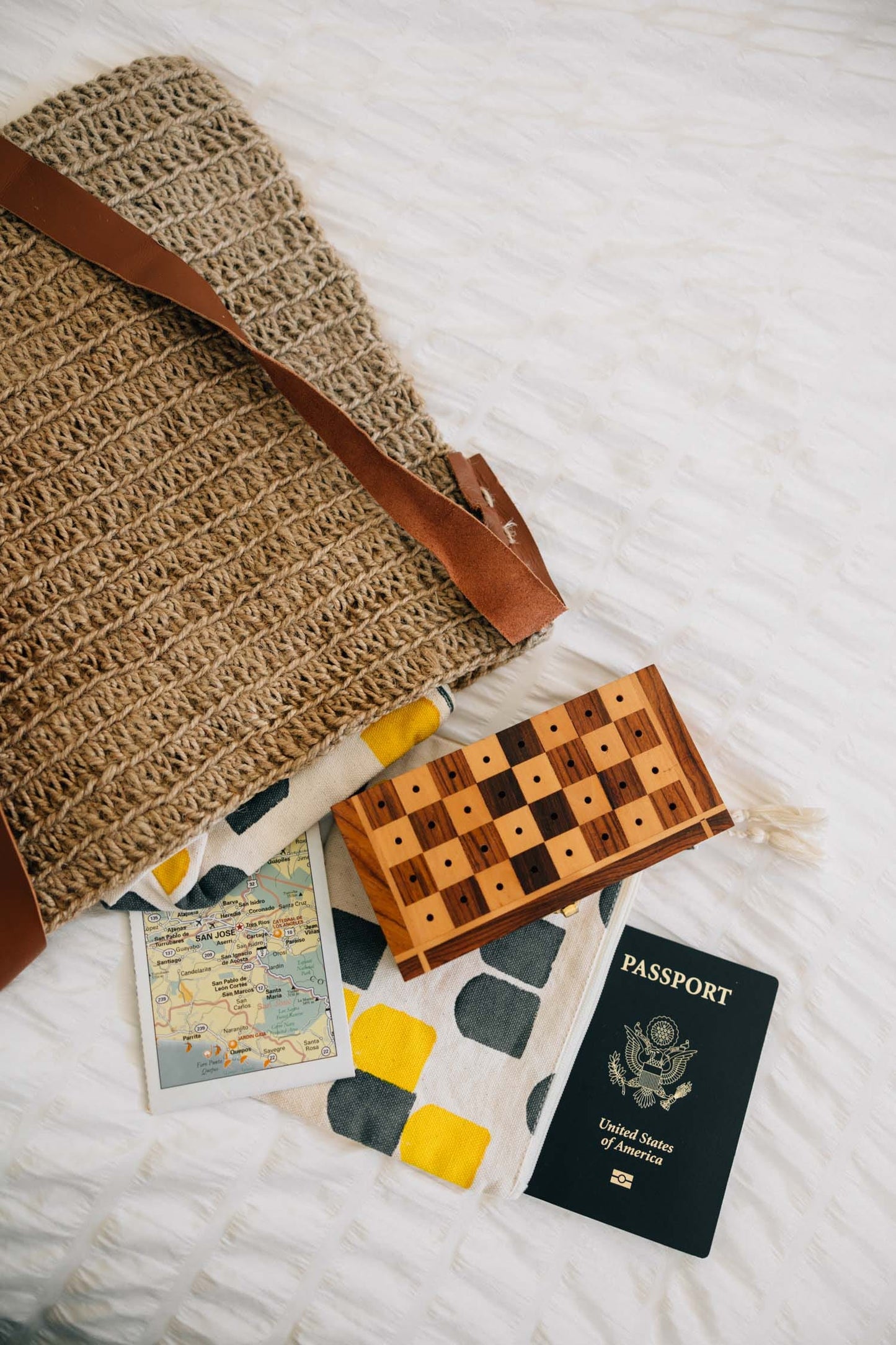 Chess set travel sheesham wood 6sq tan/brn