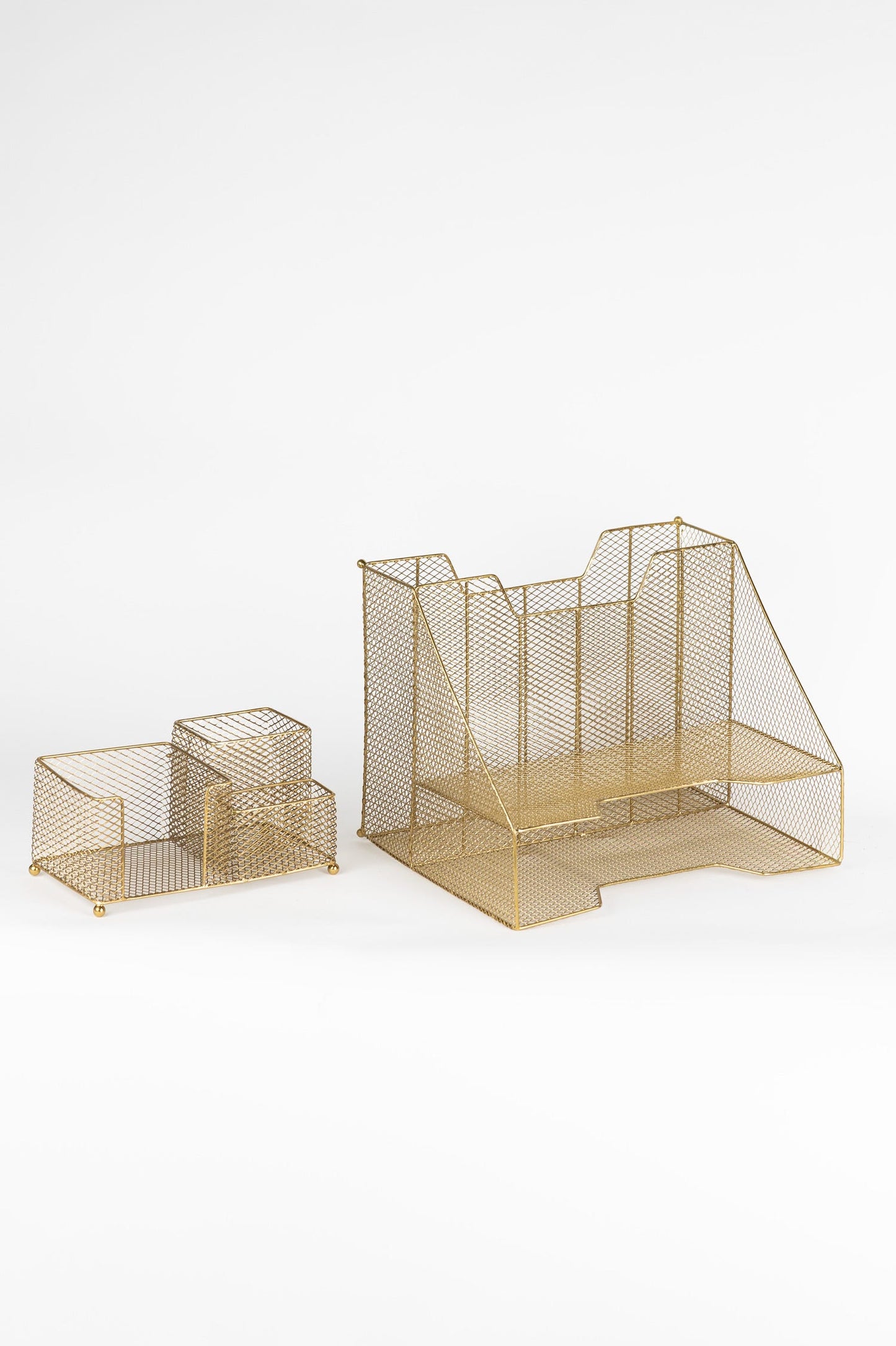 Desk organizer accessories iron 8.5Lx4.5W brass