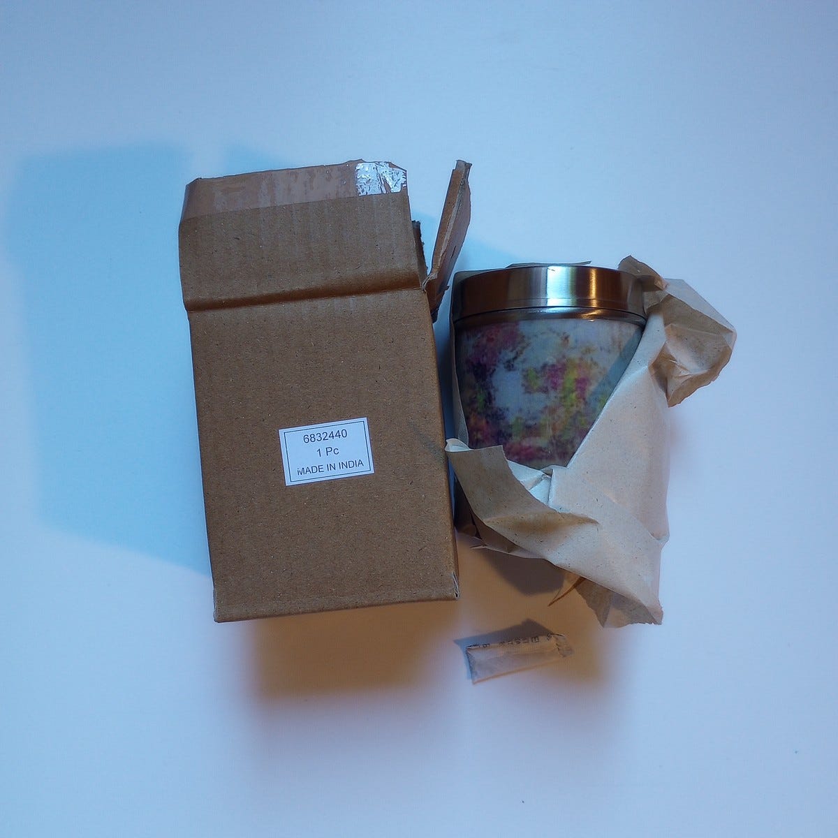 Canister S mottled pastels mtl 4.25H silv/multi