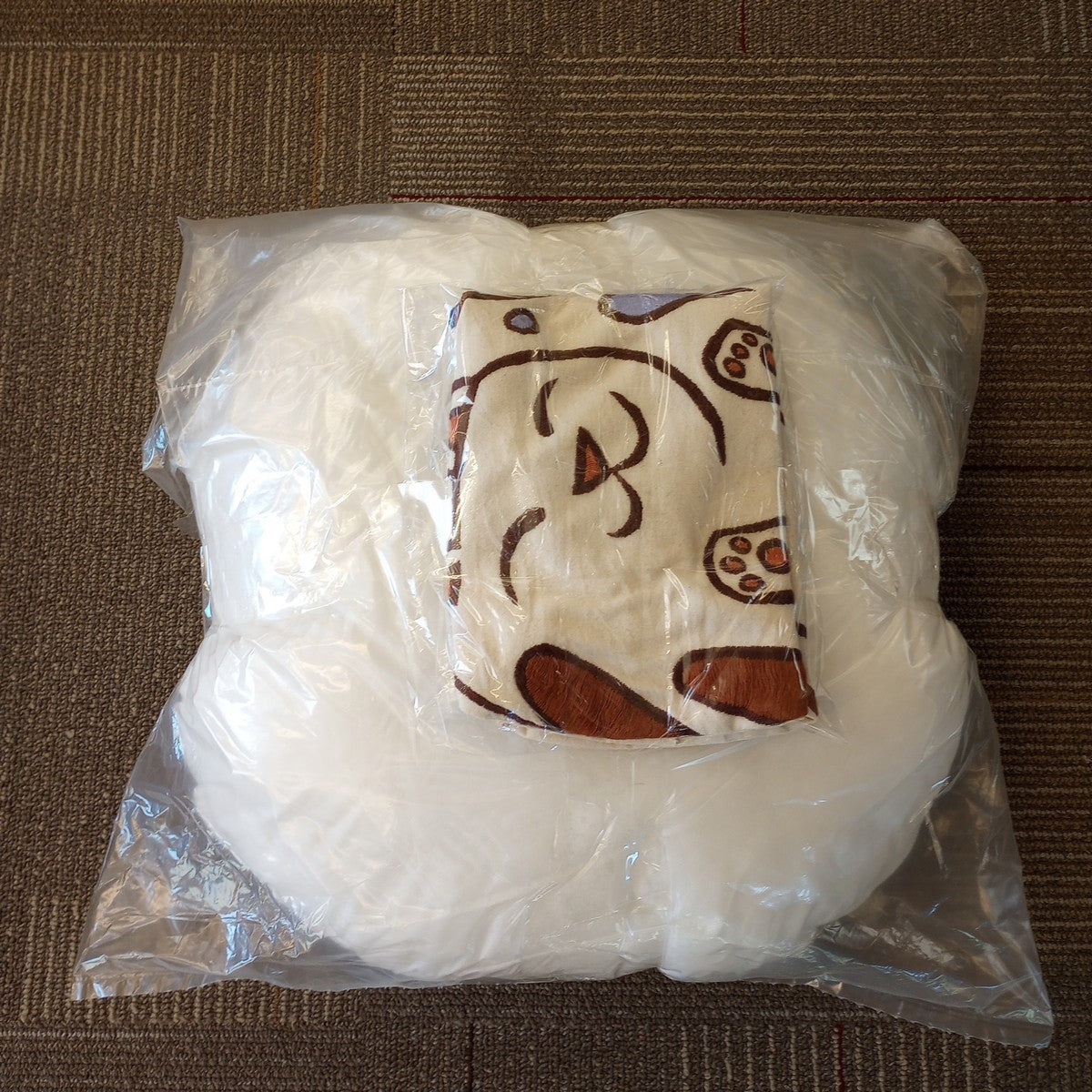 Pillow cat w/water embrd cttn 20D crm/brn/blu