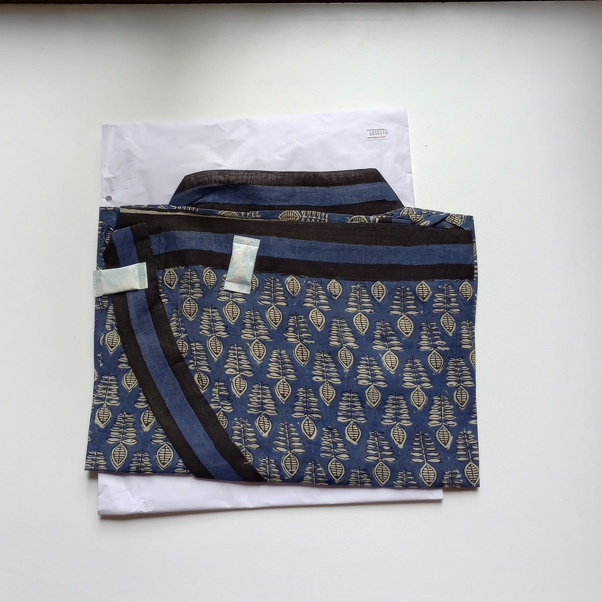 Shirt criss cross top cotton 17L blue/black