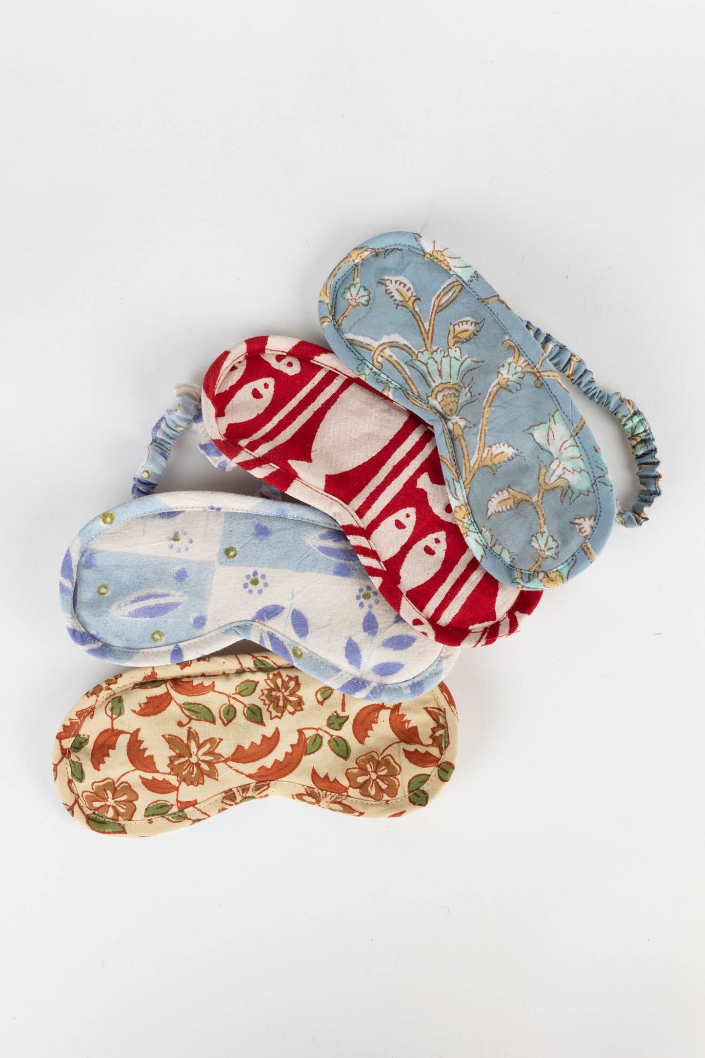 Sleep mask block print M/3 cotton 8Wx3.25H asst