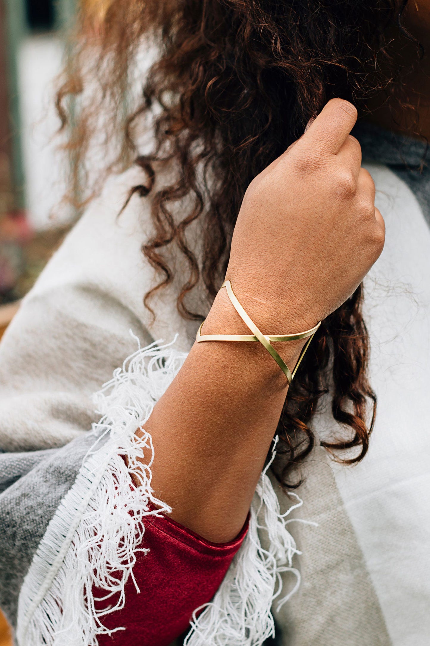 Bracelet large criss cross 1.5W gold