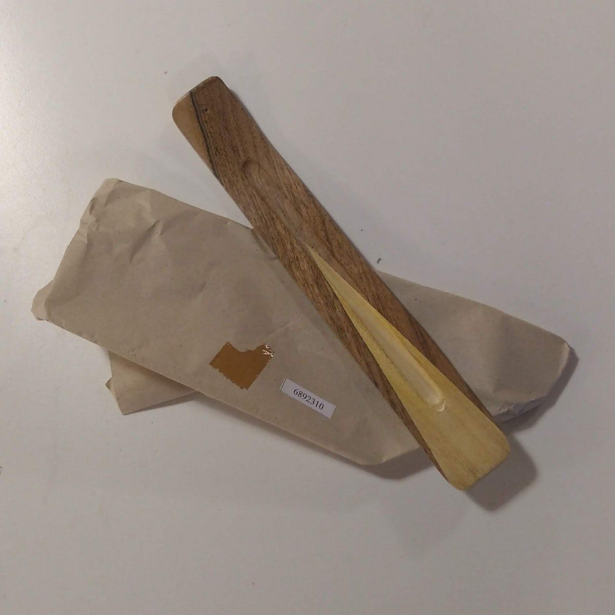 Incense holder curved acacia/haldu wood 10.5Lx1.5W