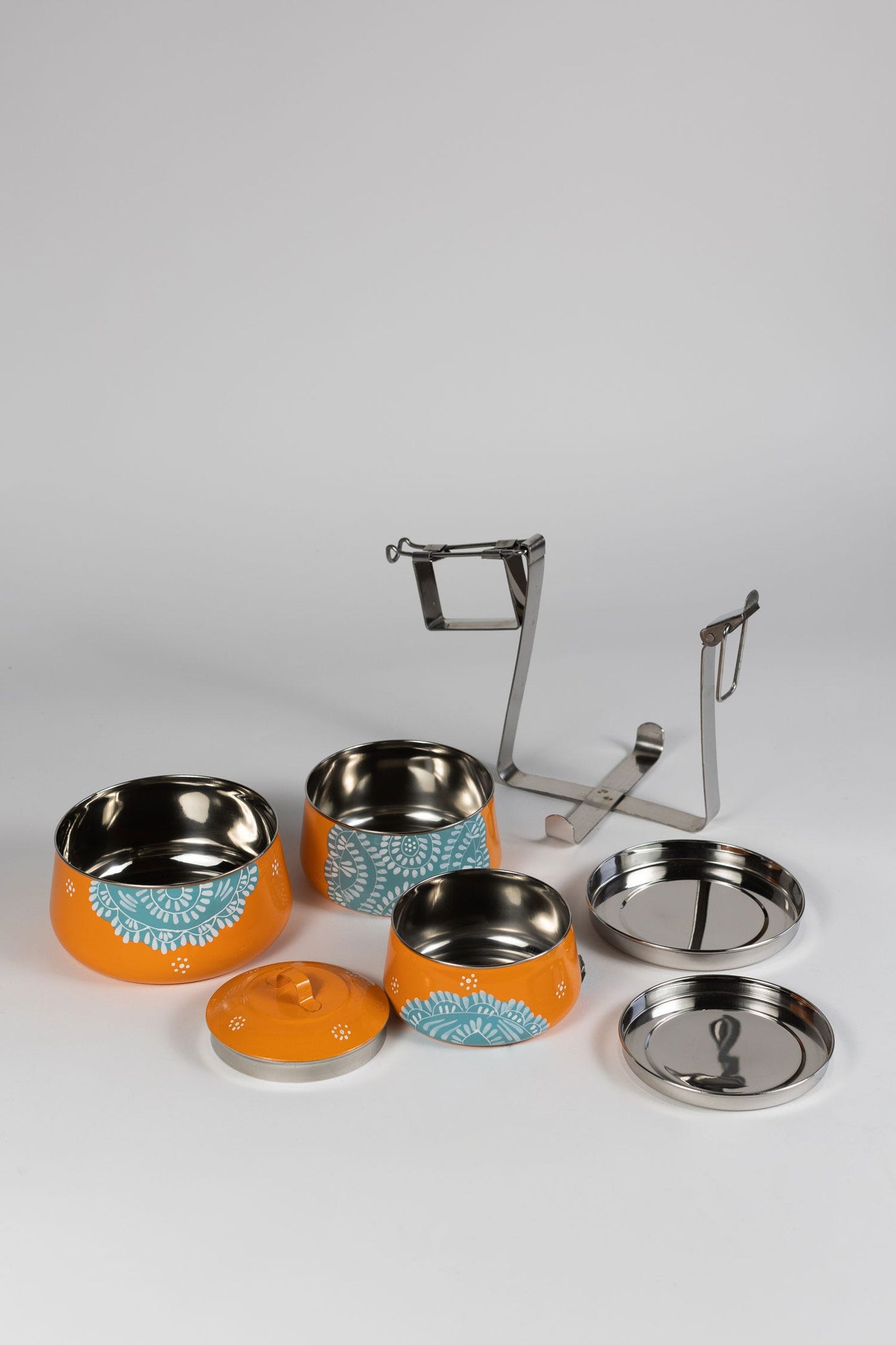 Tiffin paisley 3 tier steel 6Dx7H orange/teal