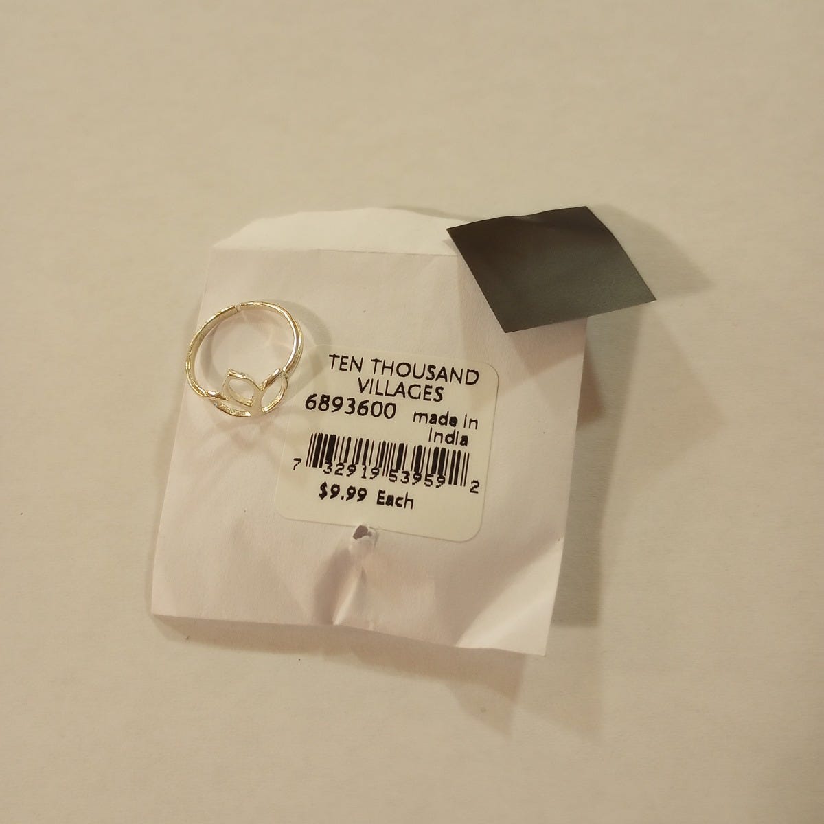 Ring cuff lotus blossom brass .75D silver
