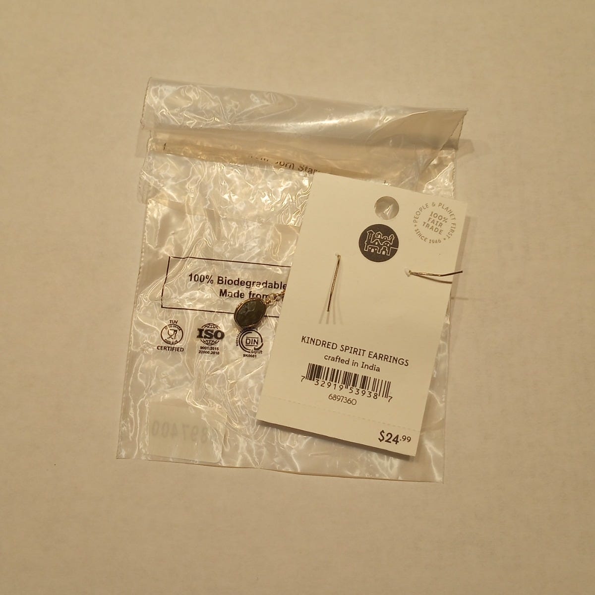 Earrings double drop vesonite/brass 1.75L grn