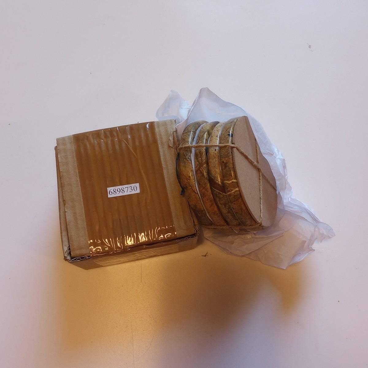 Coasters s/4 round bidasar stone 4D brown
