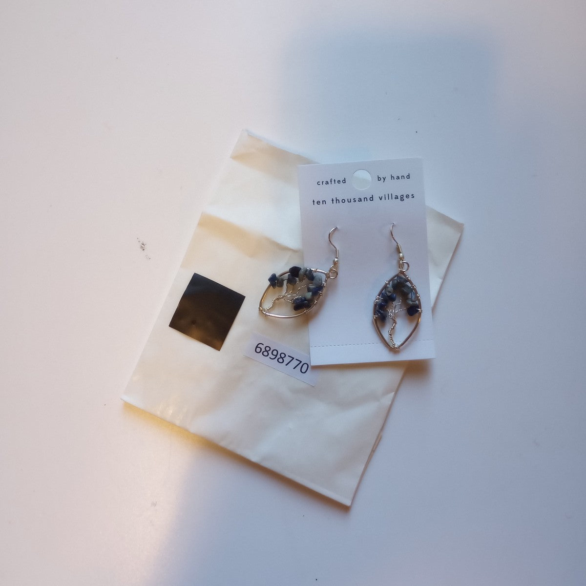 Earrings tree wire oval br/lapis 2L silv/blu/gry