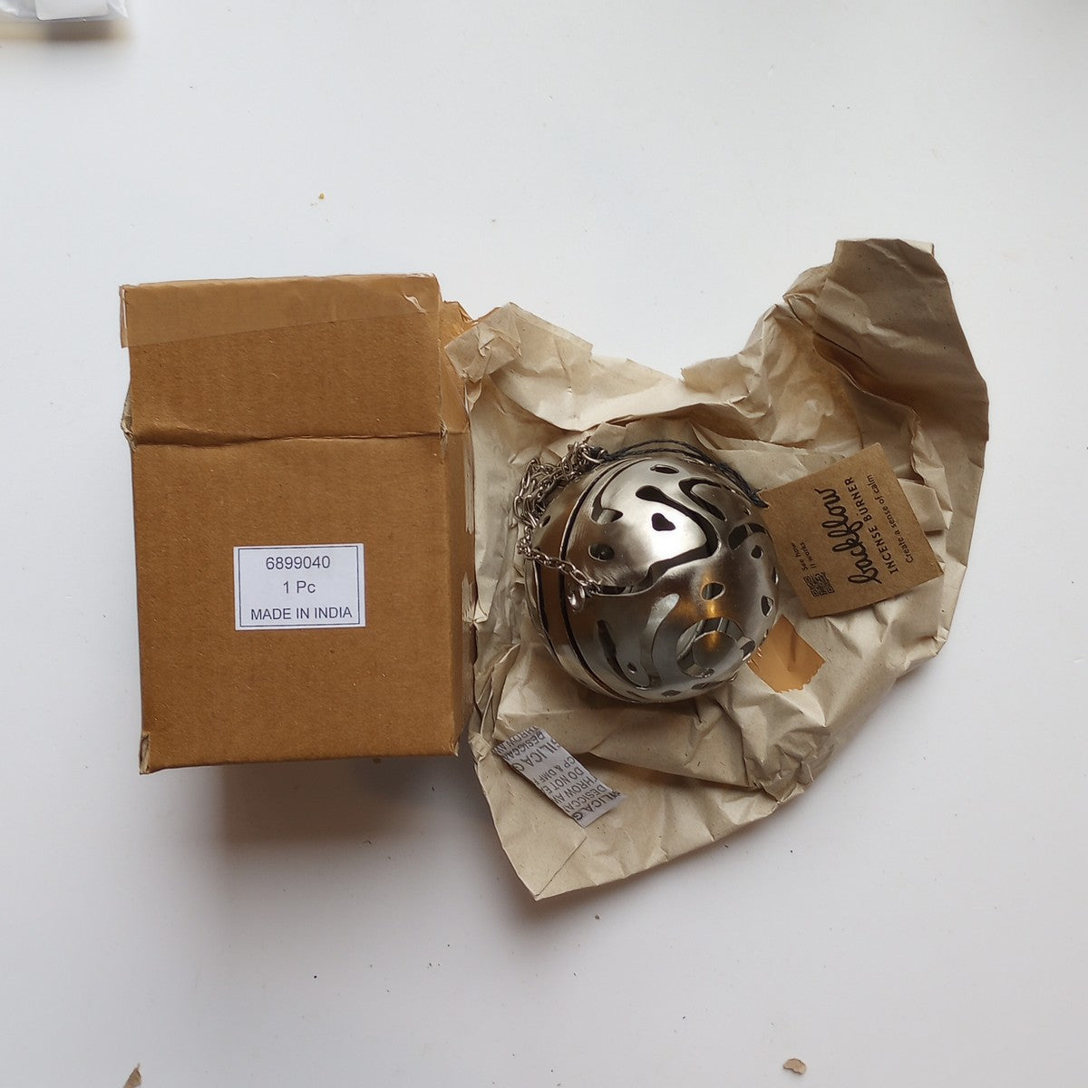 Incense holder hanging sphere iron 3D silver