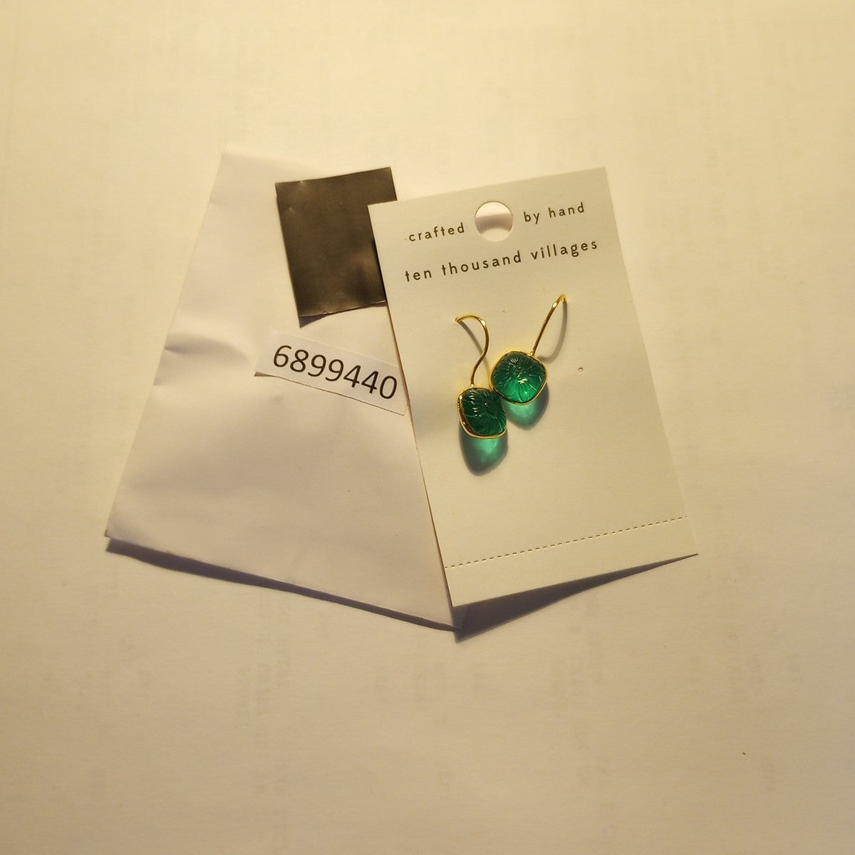 Earrings dangle sq appetite glss/brss 1L teal/gold