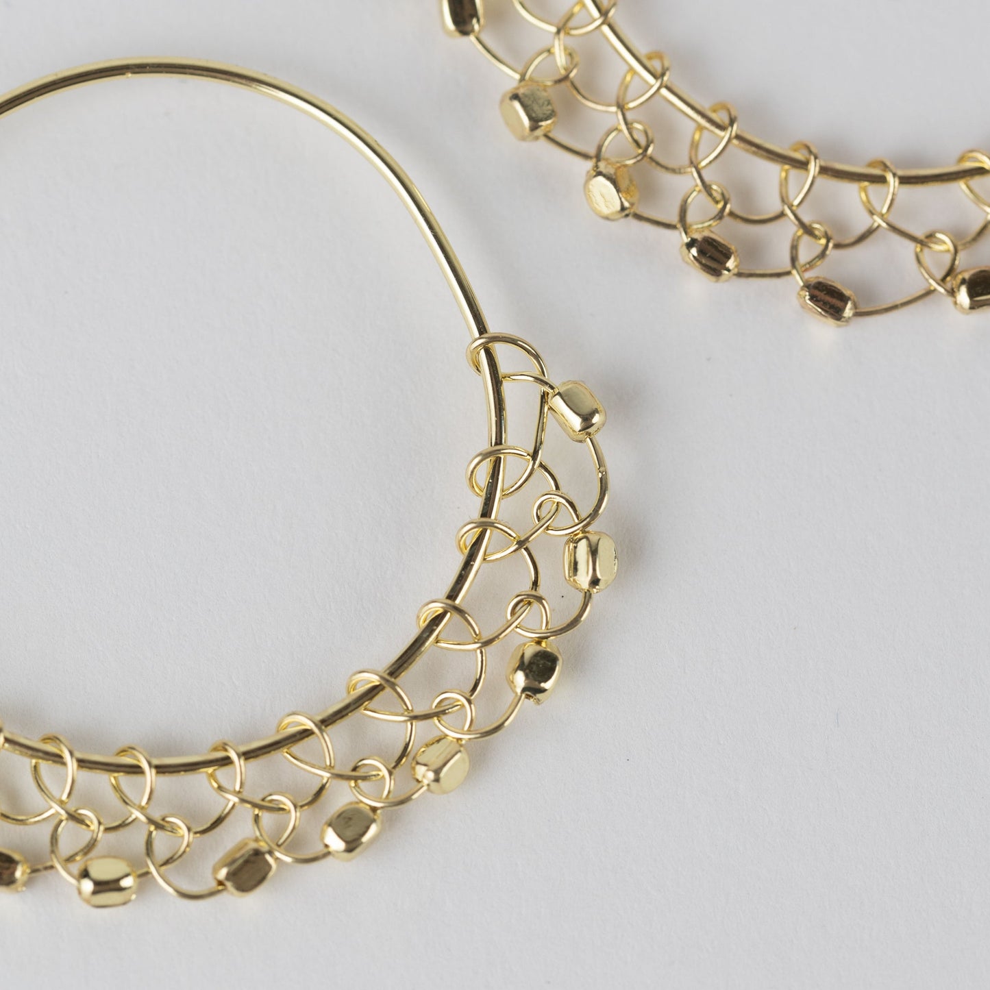 Earrings hoop metal macrame brass 1.5D brass