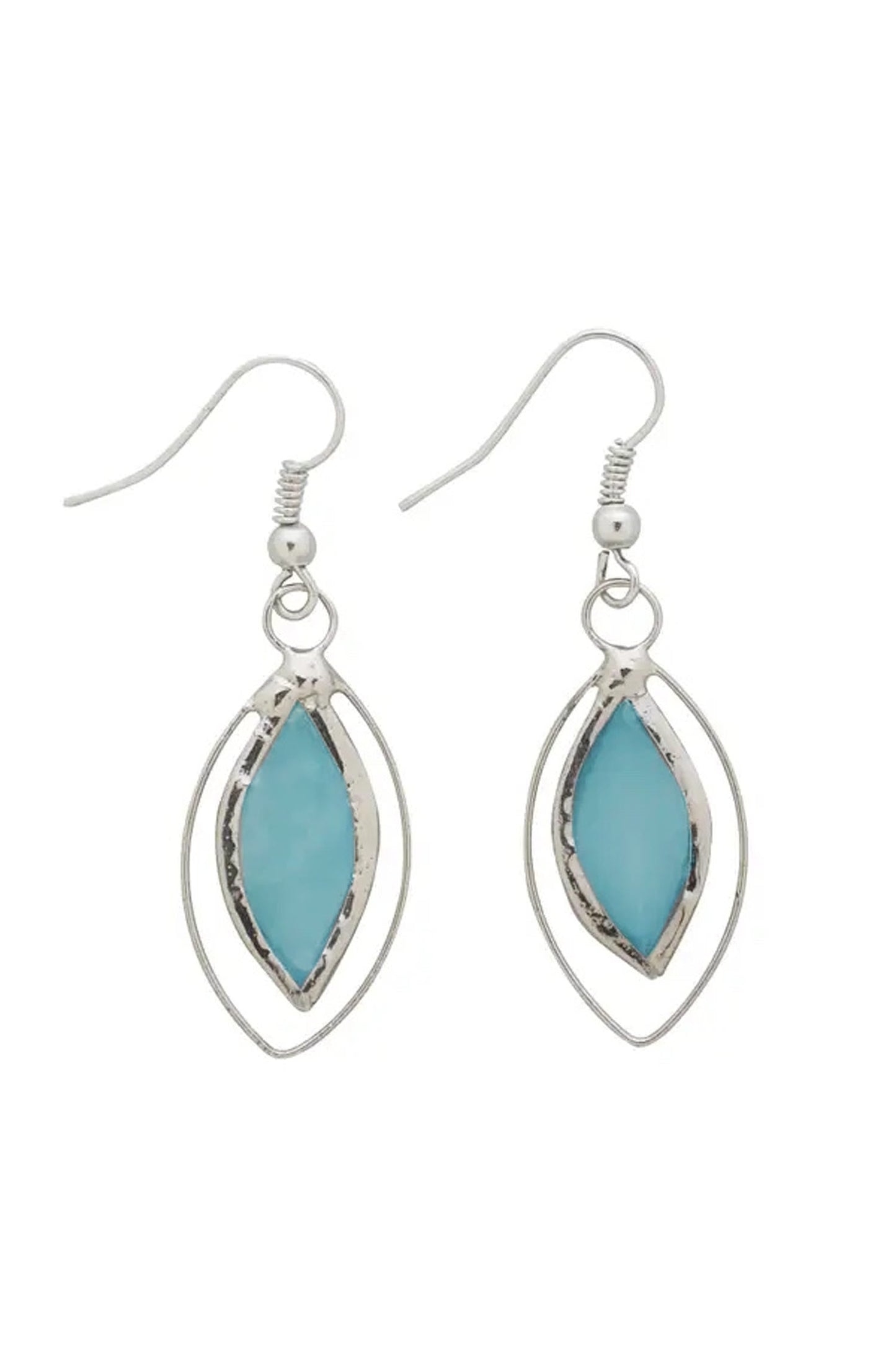 Earrings oval capiz 1.75L pale blue/silver
