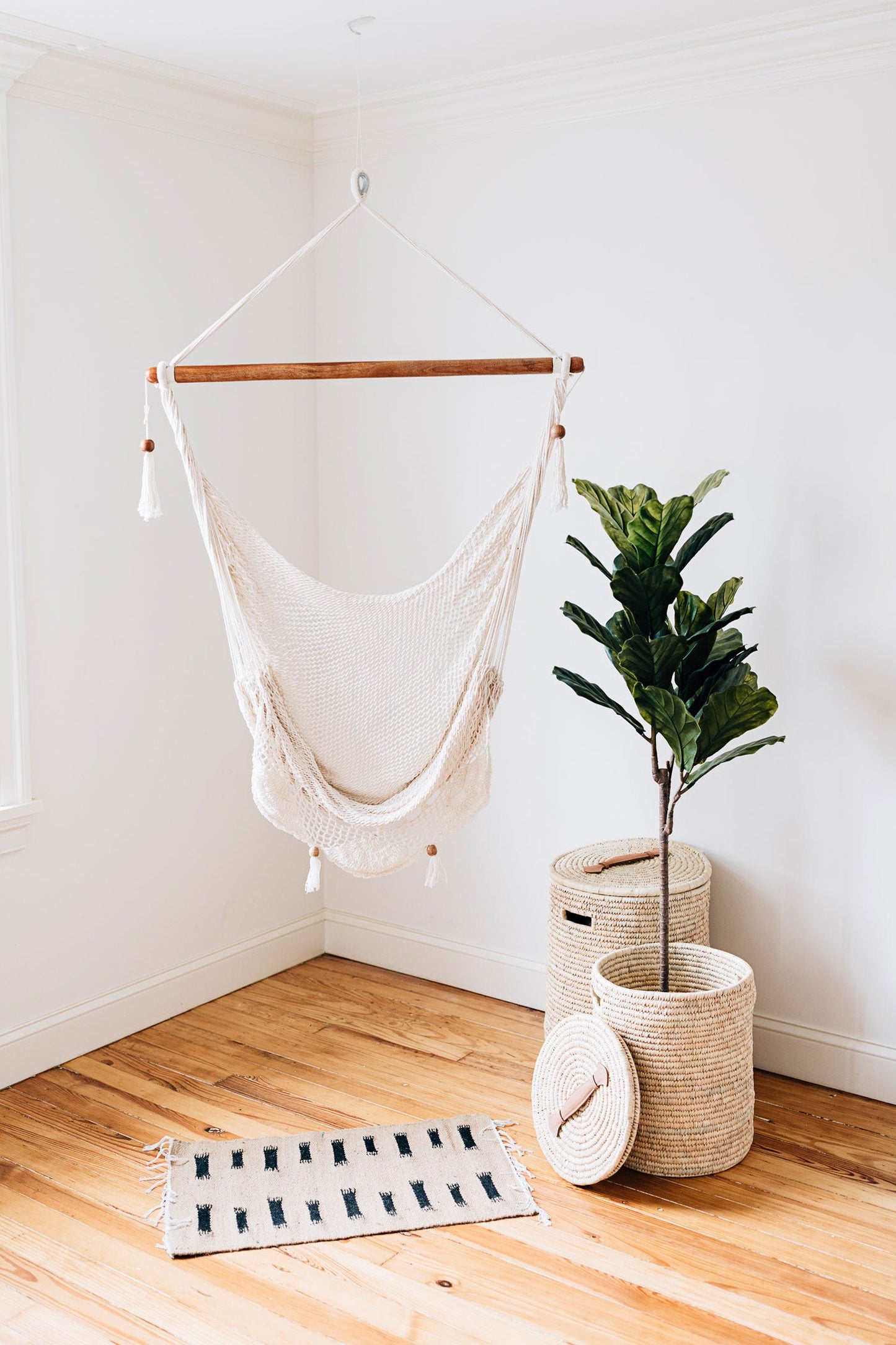 Hammock chair cttn/wd 39W crm