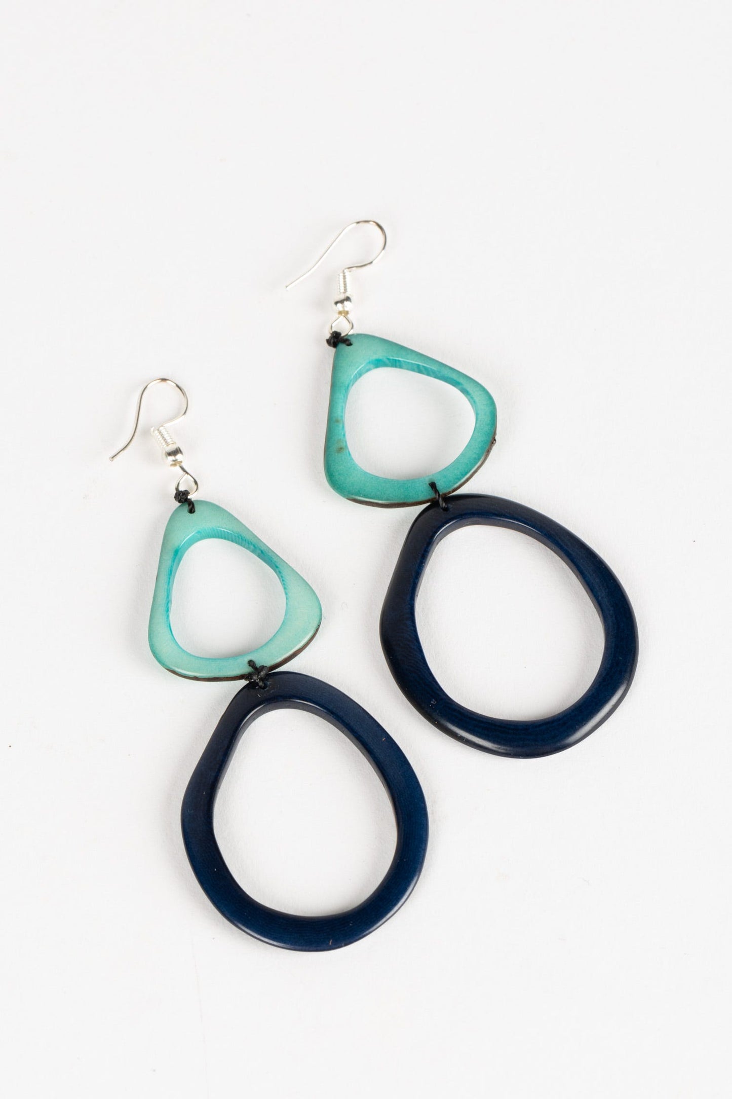 Earrings linked open slices tagua 3.25L blu/teal