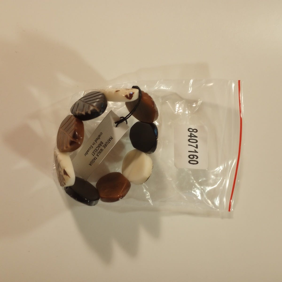 Bracelet nature leaves etch tagua 1.5W brn/crm/blk