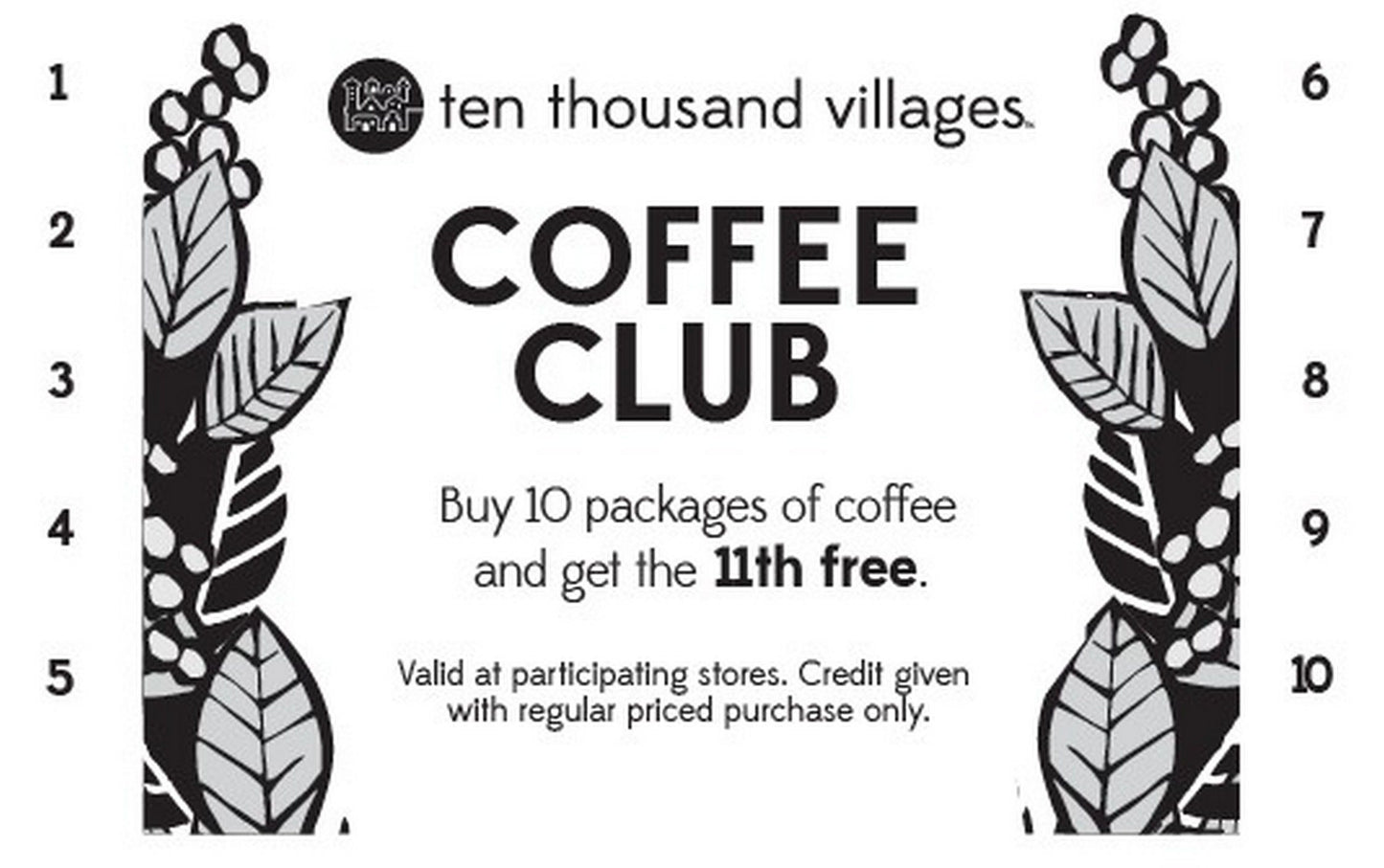Coffee Club Card (pack 50)