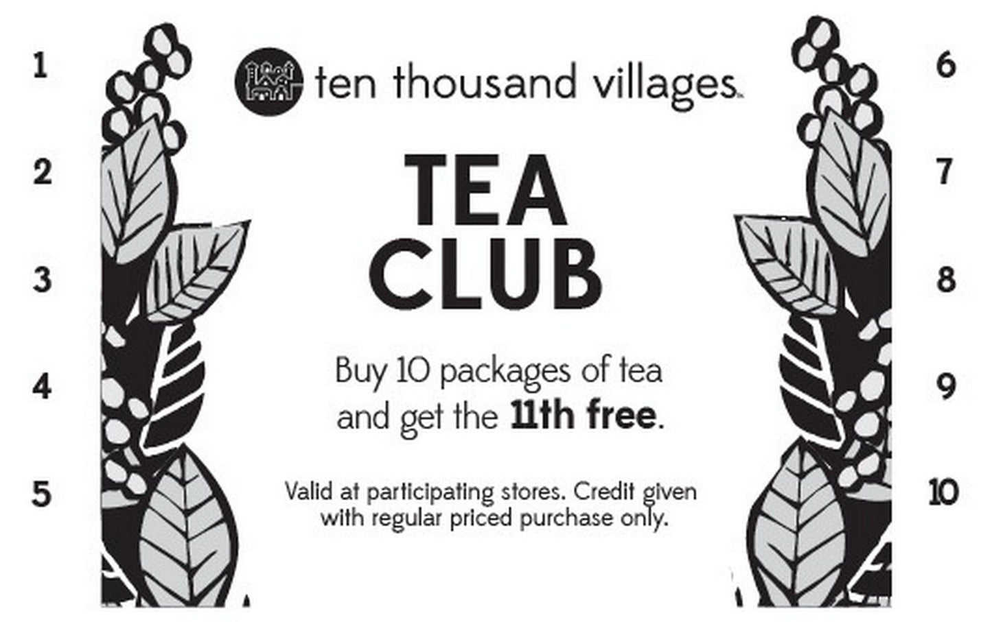 Tea Club Card (pack 50)