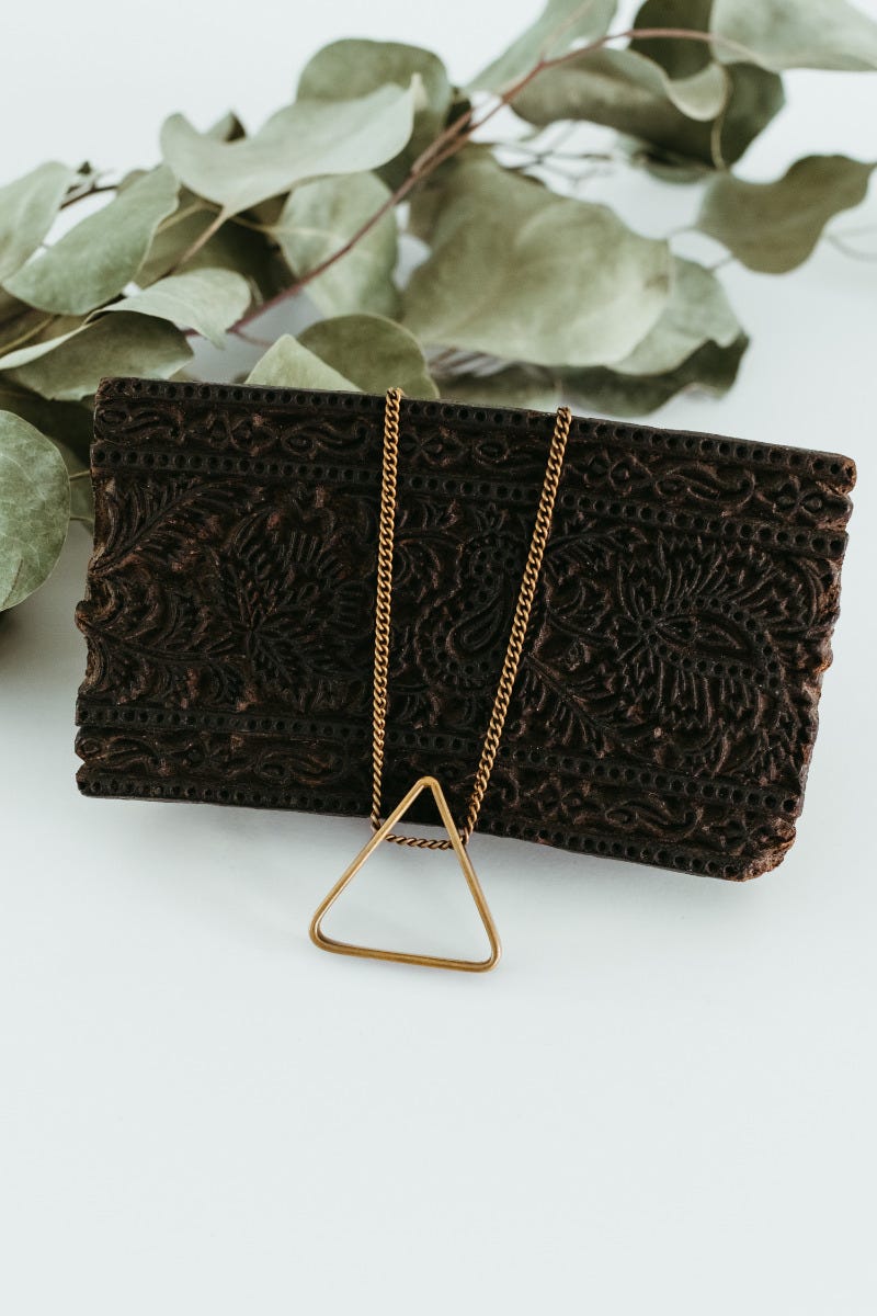 Necklace sliding triangle pend heavy chain 32L br