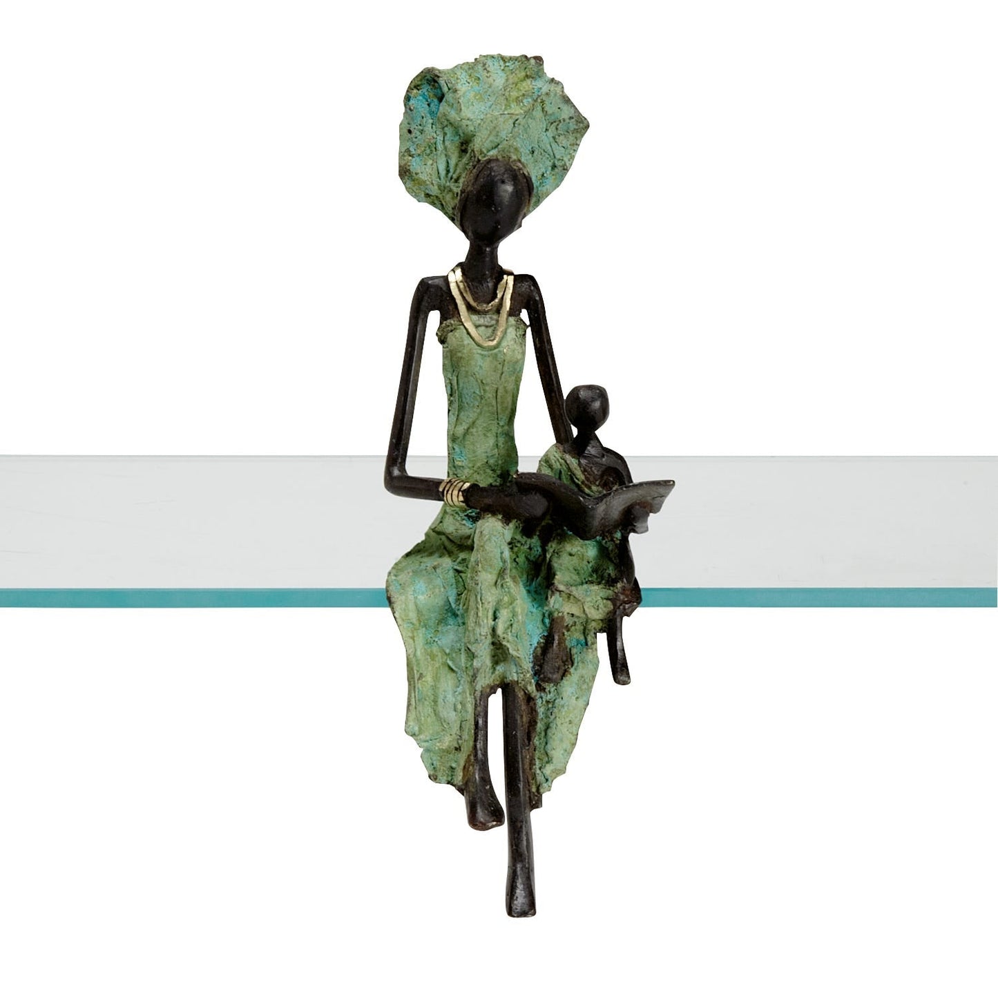 Mother/child/book bronze blk/grn