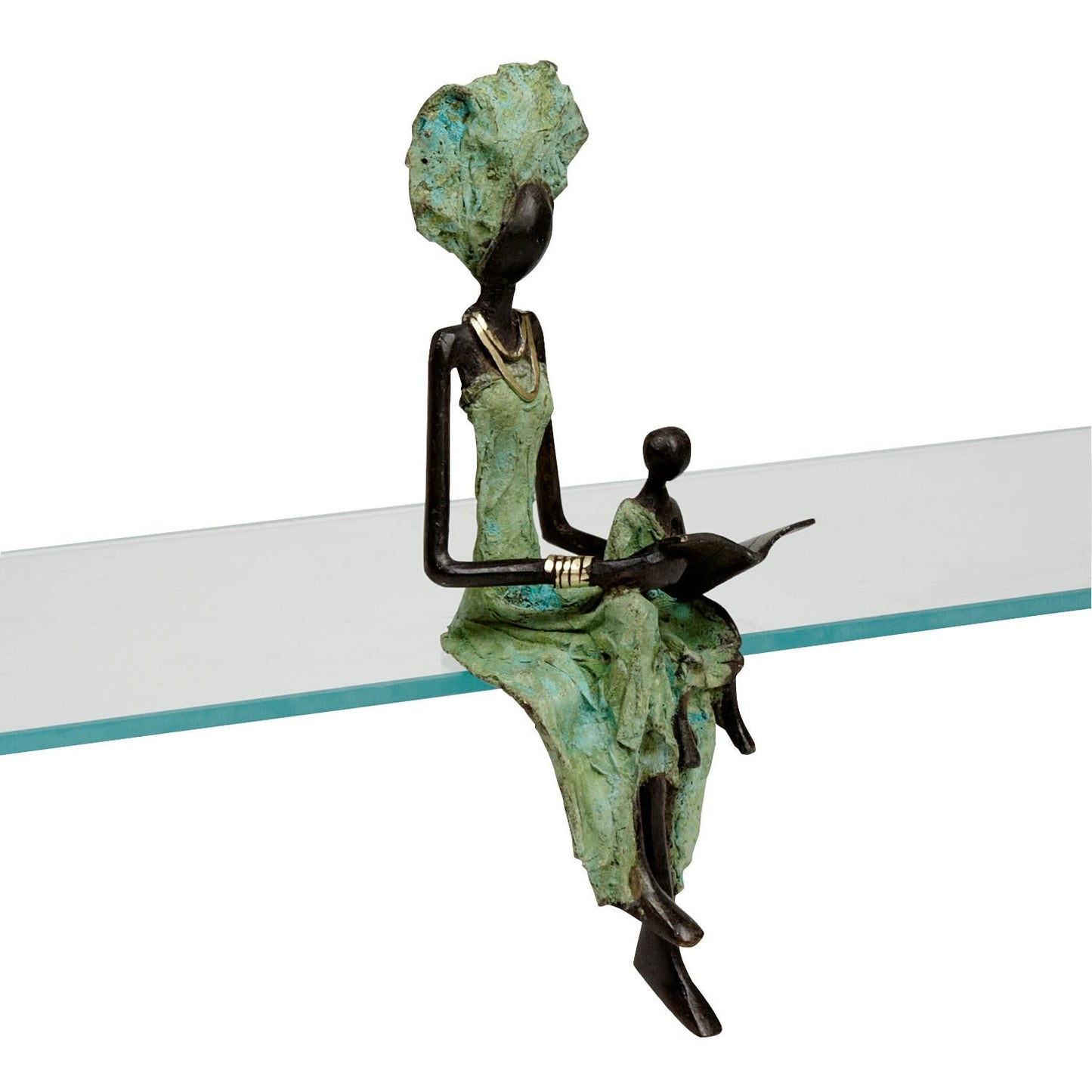Mother/child/book bronze blk/grn
