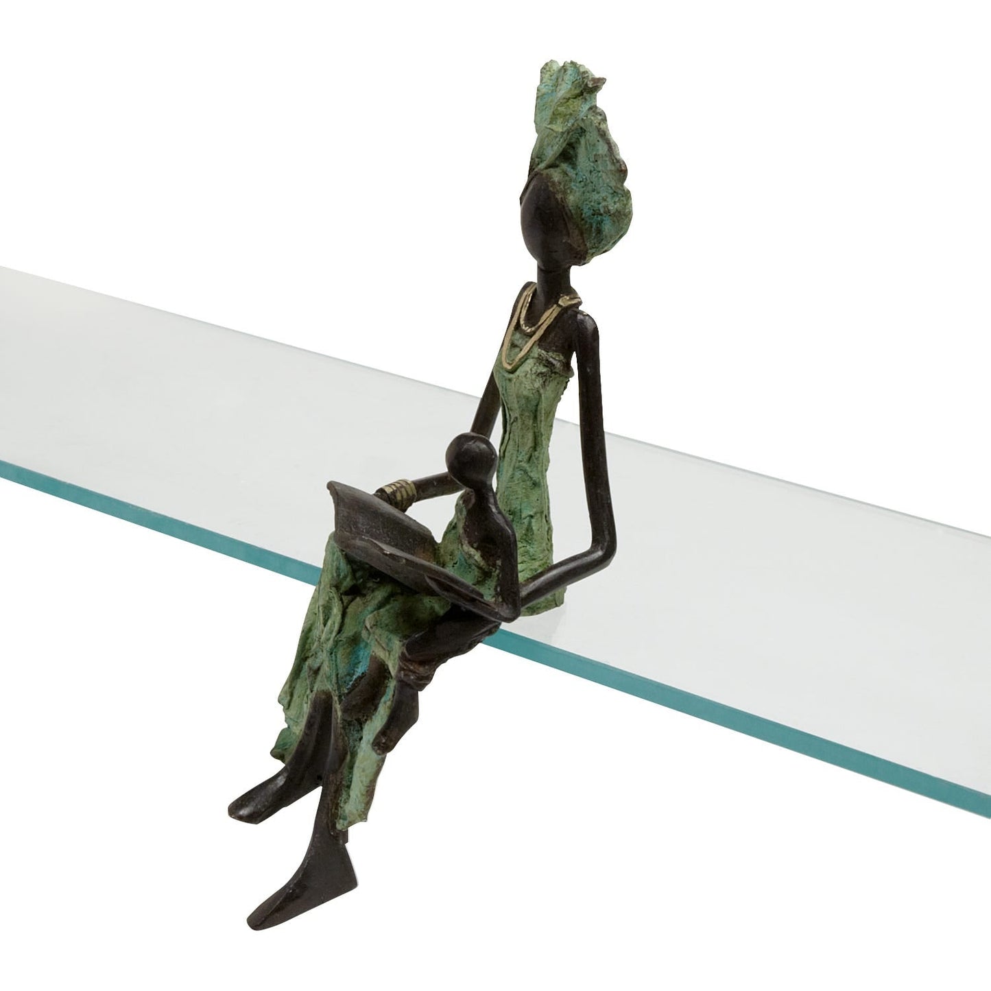 Mother/child/book bronze blk/grn