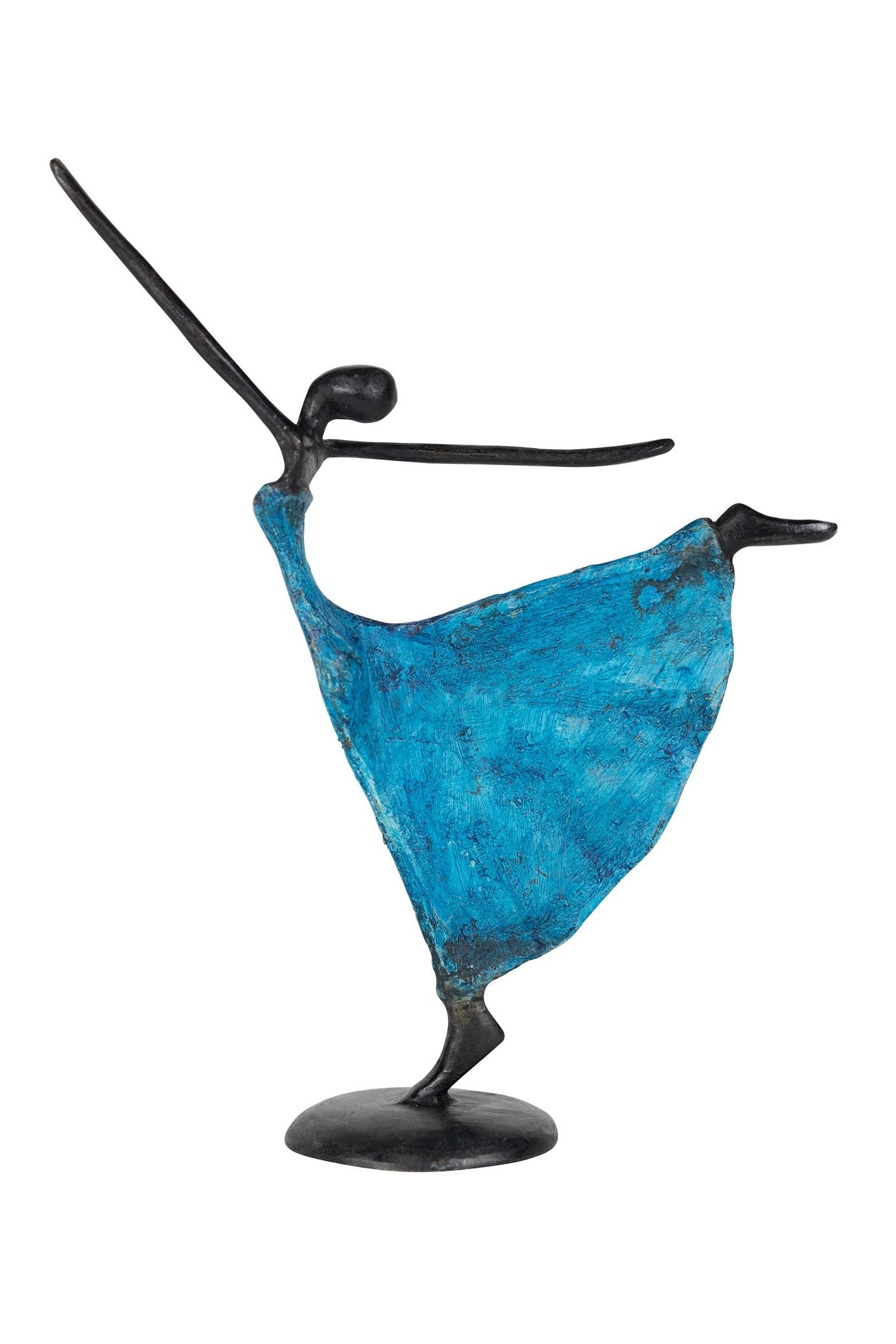 Dancer extended arms lost wax 9H blue/black
