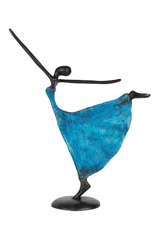 Dancer extended arms lost wax 9H blue/black