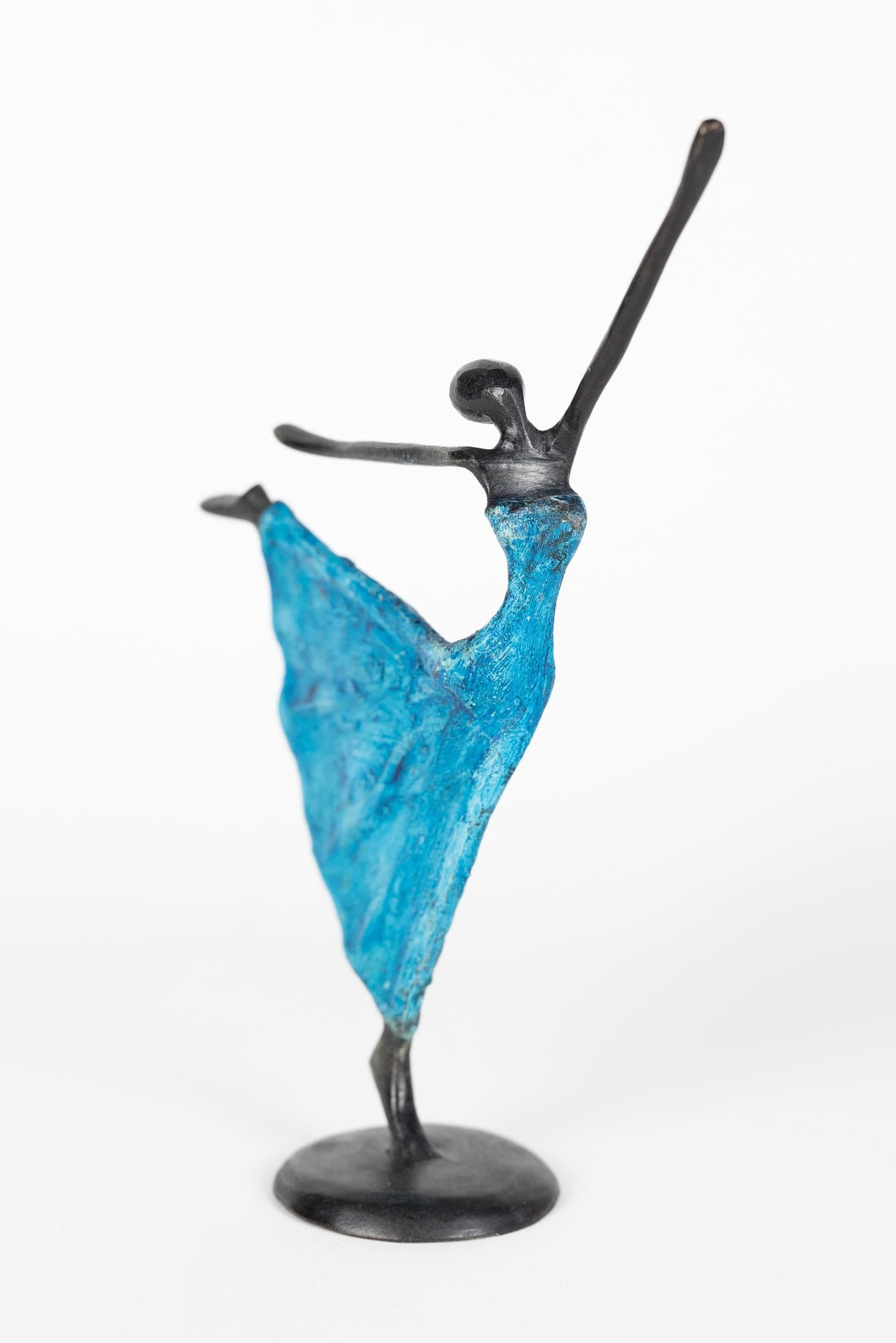 Dancer extended arms lost wax 9H blue/black