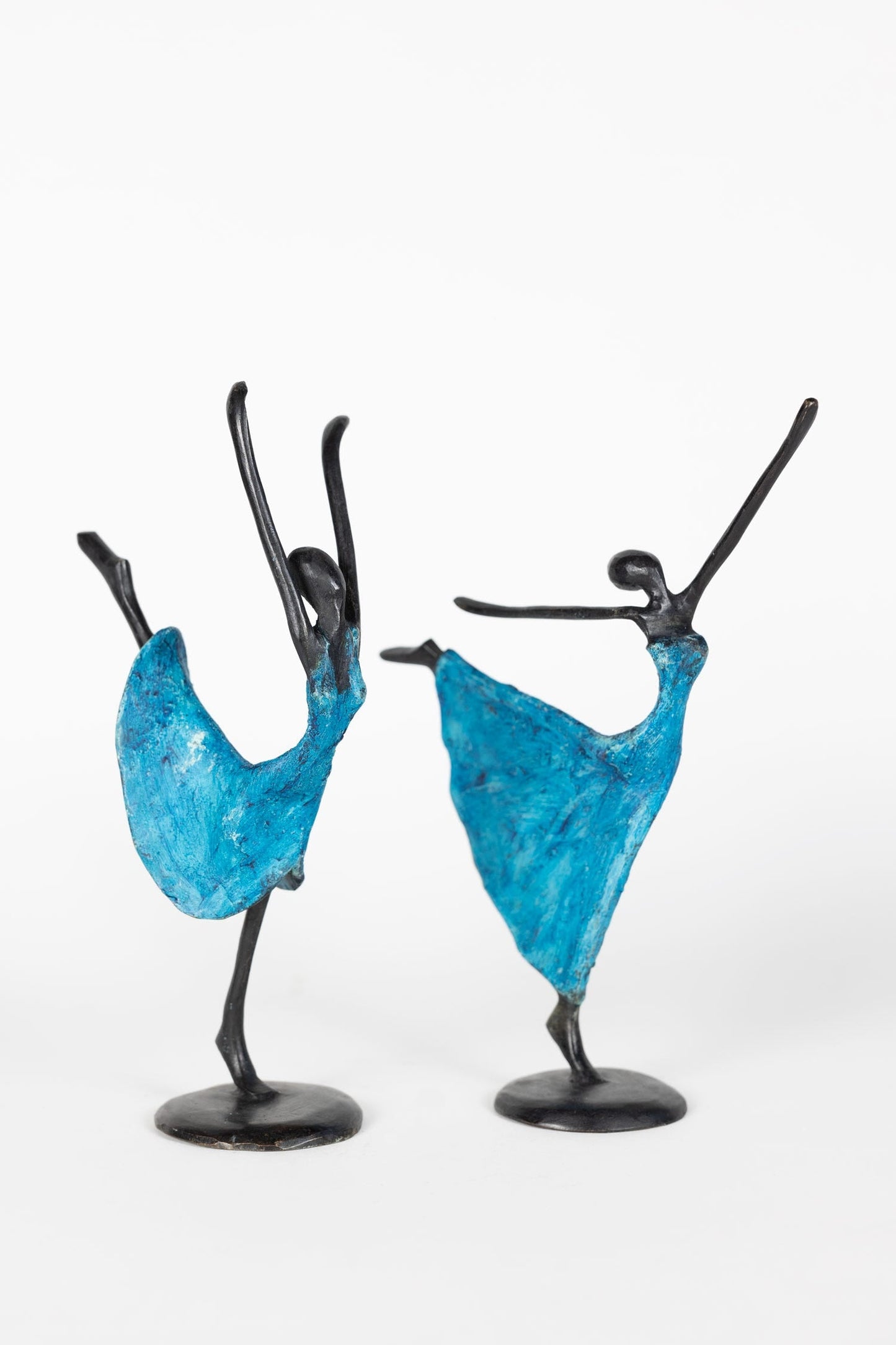 Dancer extended arms lost wax 9H blue/black