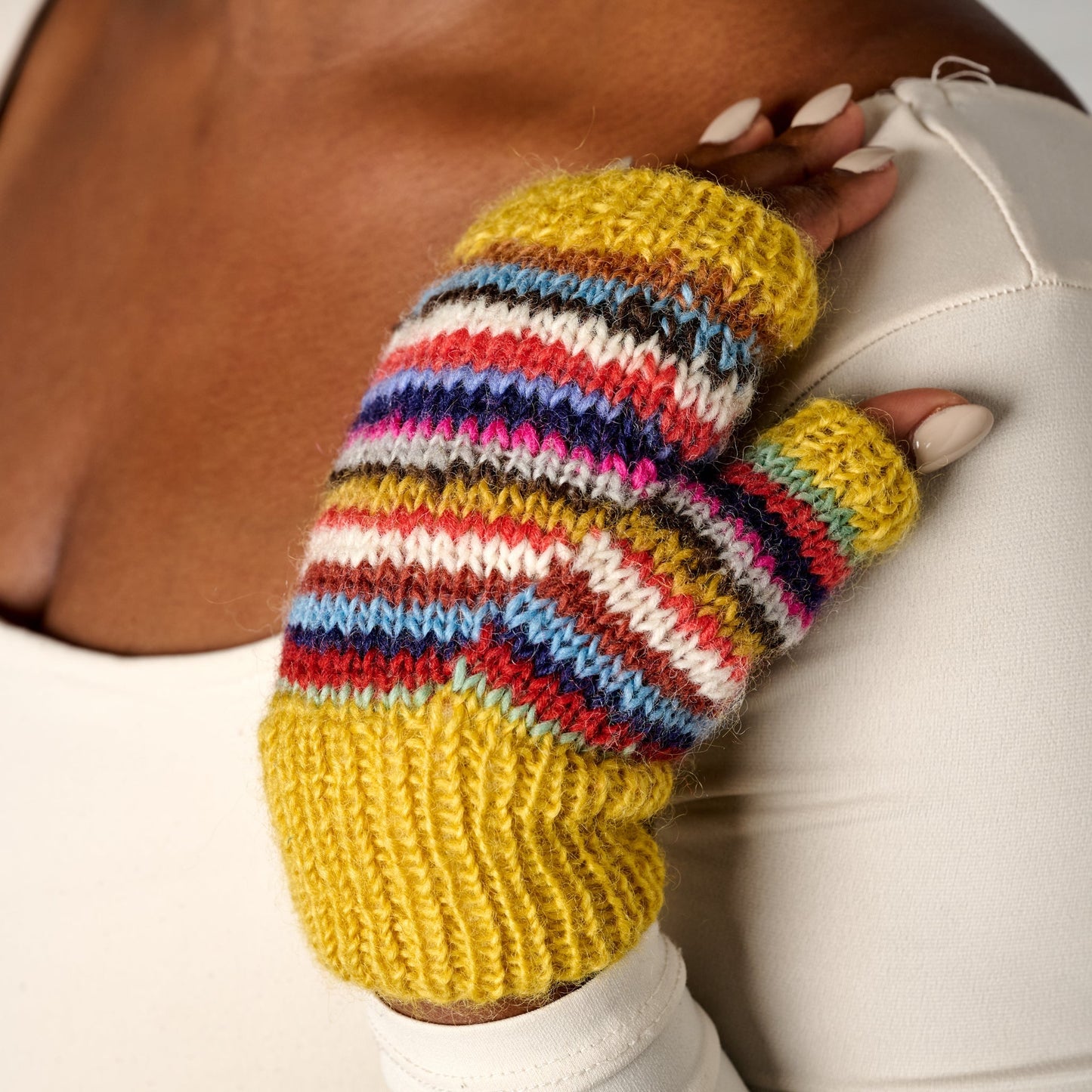 Wrist warmers lined strps wl/polyester 7L gld/asst