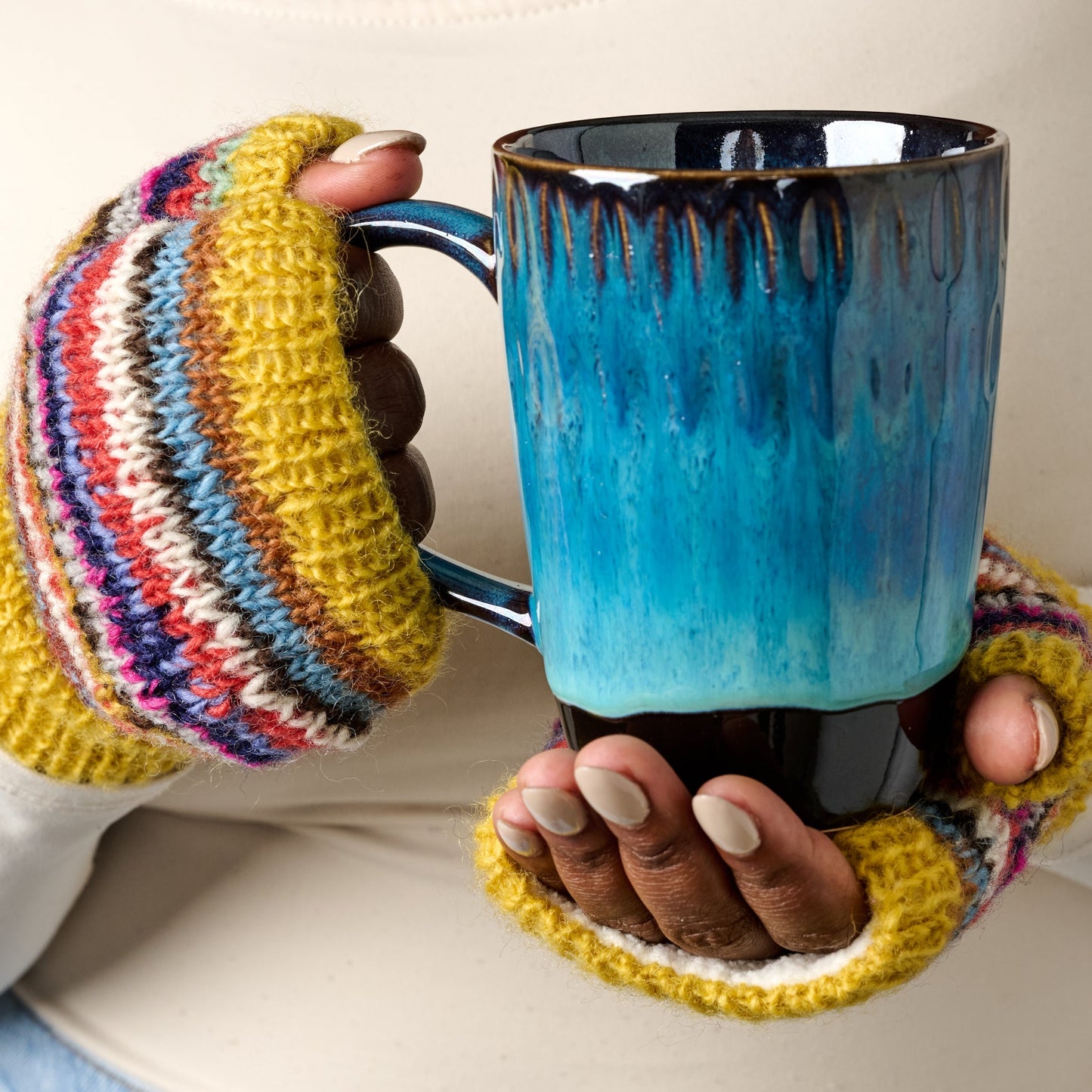Wrist warmers lined strps wl/polyester 7L gld/asst