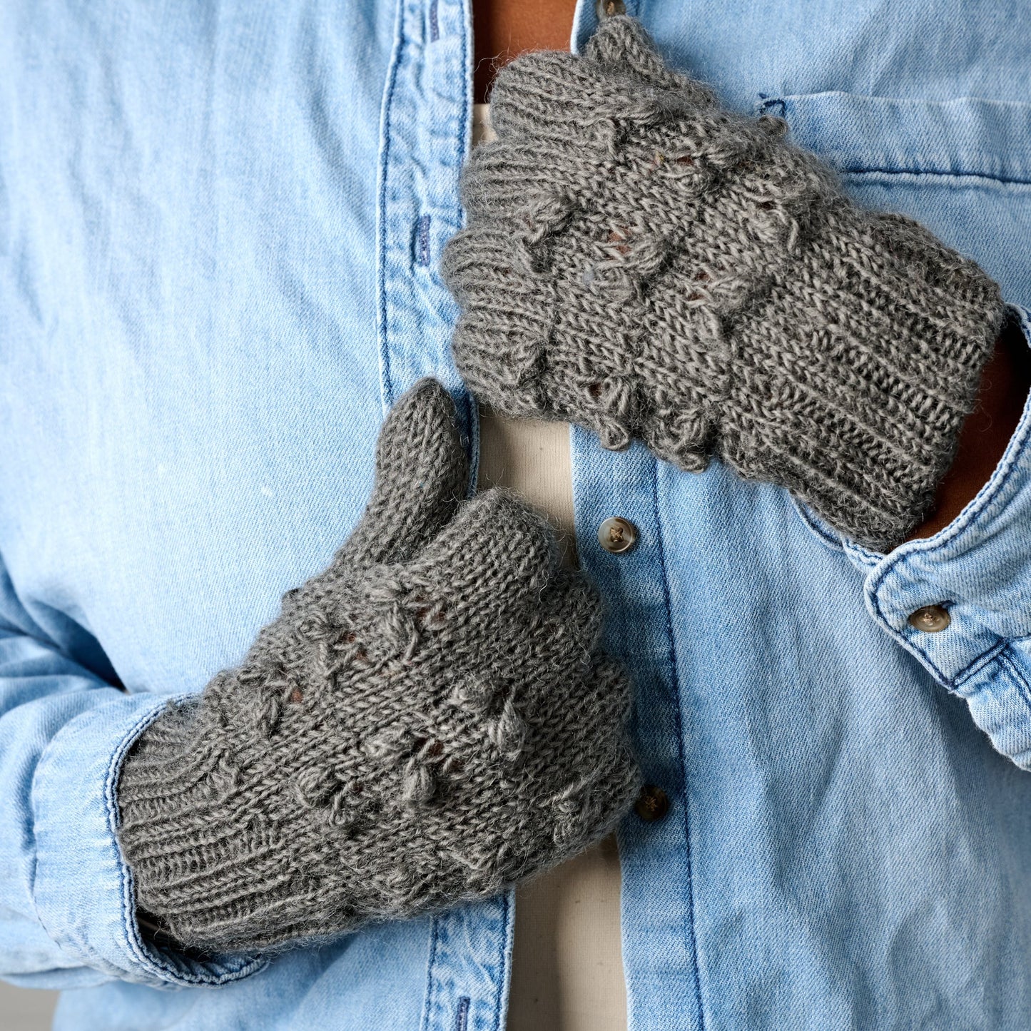 Gloves knobby wool 9L charcoal